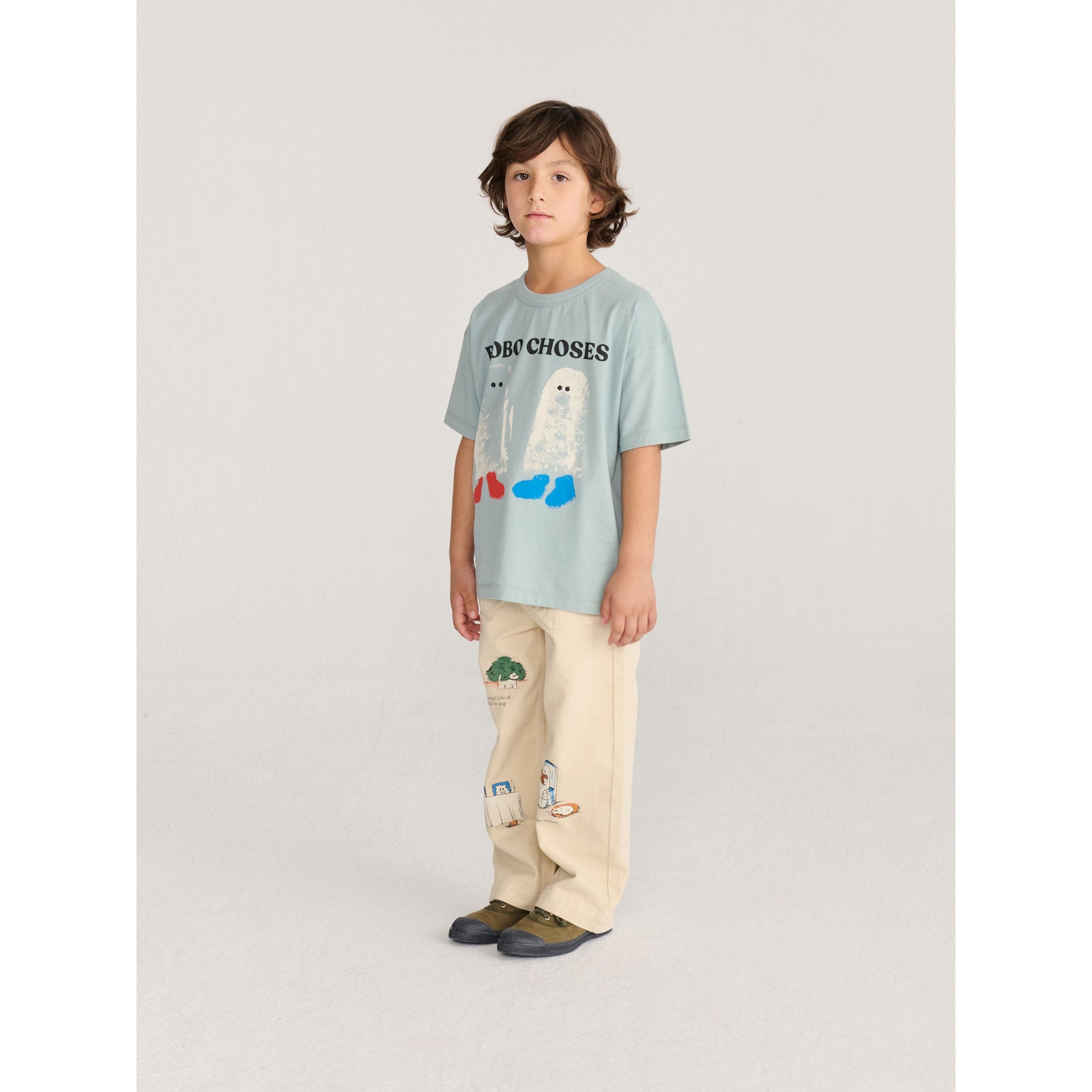 Bobo Choses Everyday Ghosts Twill Pants, All About Monsters collection, view 3