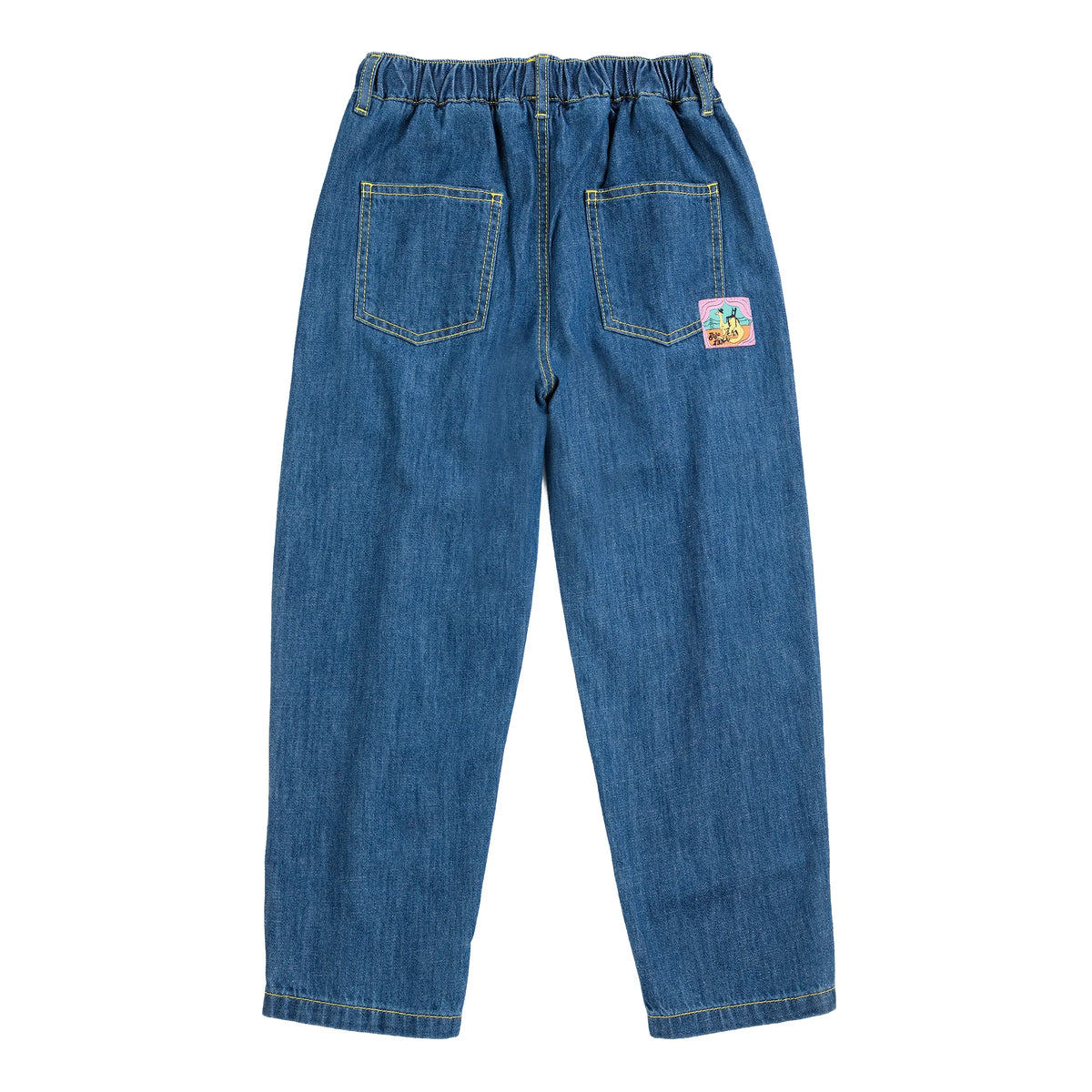 Bobo Choses Taxi Saurus Tag Denim Pants, All About Monsters collection, view 2