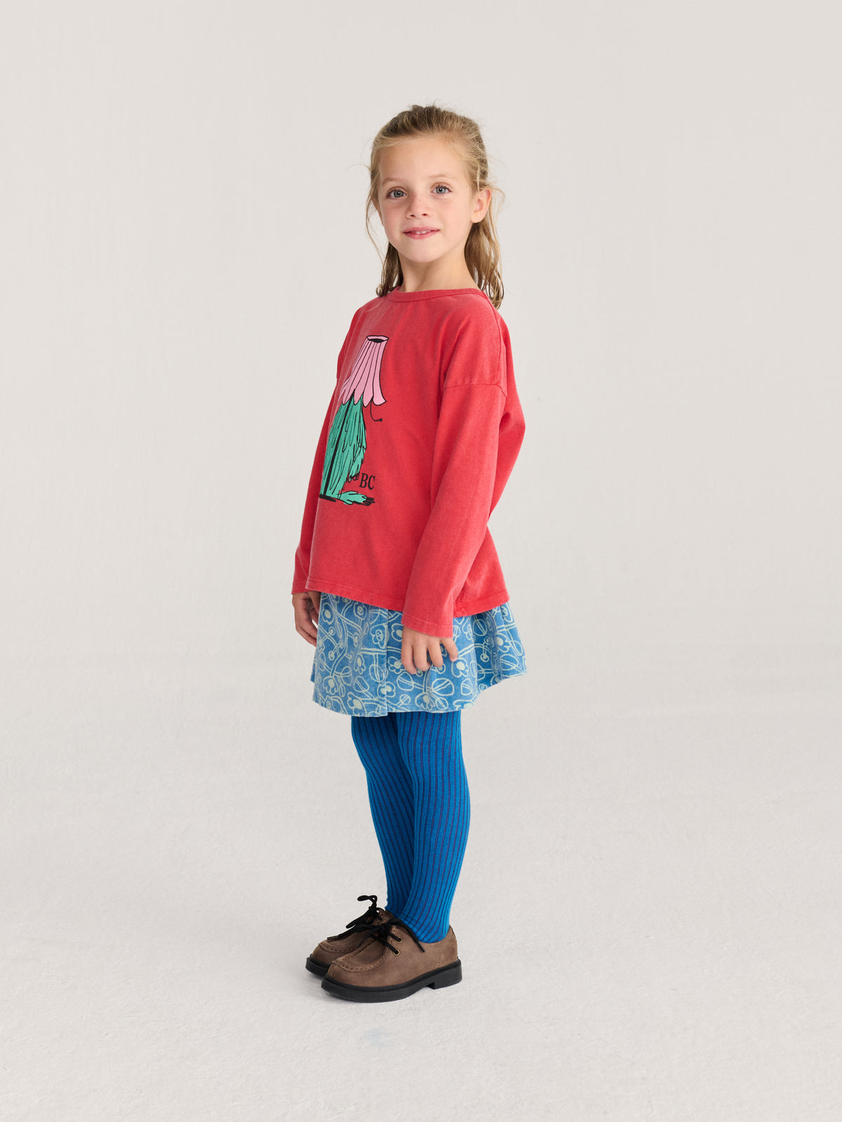 Sketchy Flowers All Over Corduroy Skirt