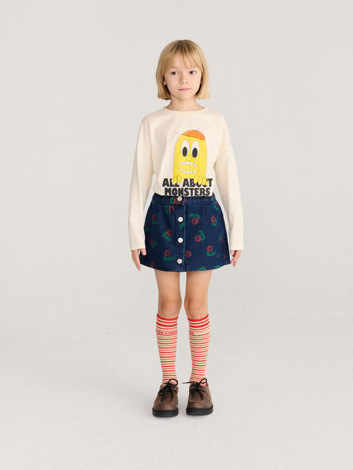 Stamp Bloom All Over Denim Skirt