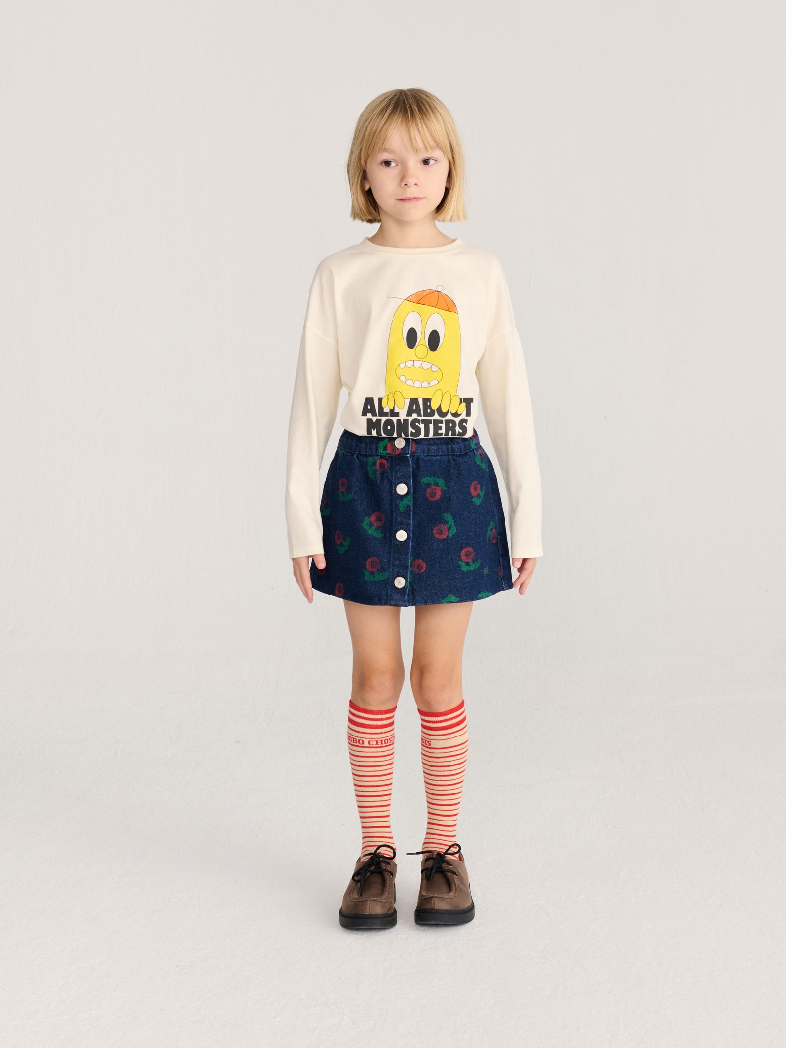Stamp Bloom All Over Denim Skirt
