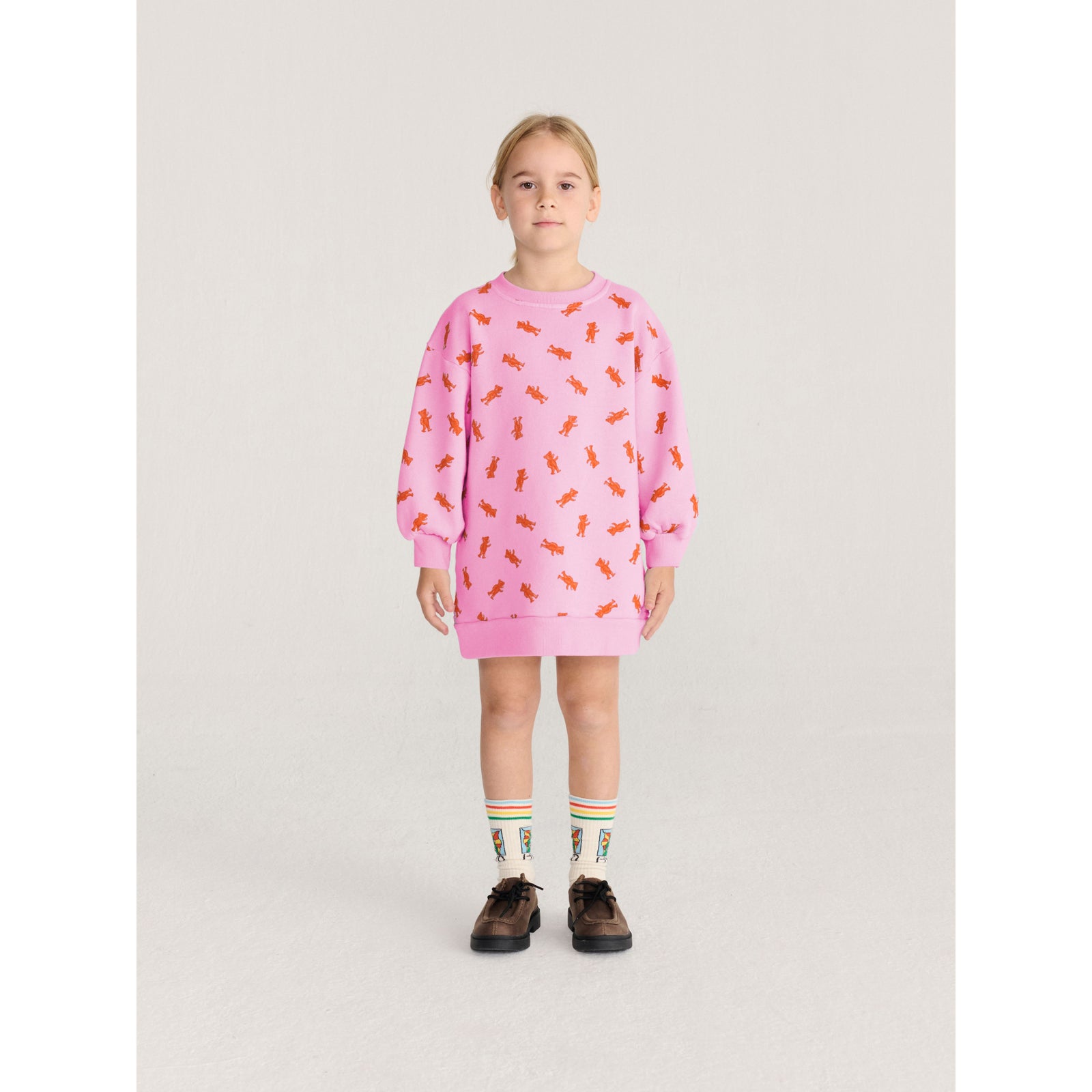 Bobo Choses Softpaw Monster All Over Sweatshirt Dress, All About Monsters collection, view 2