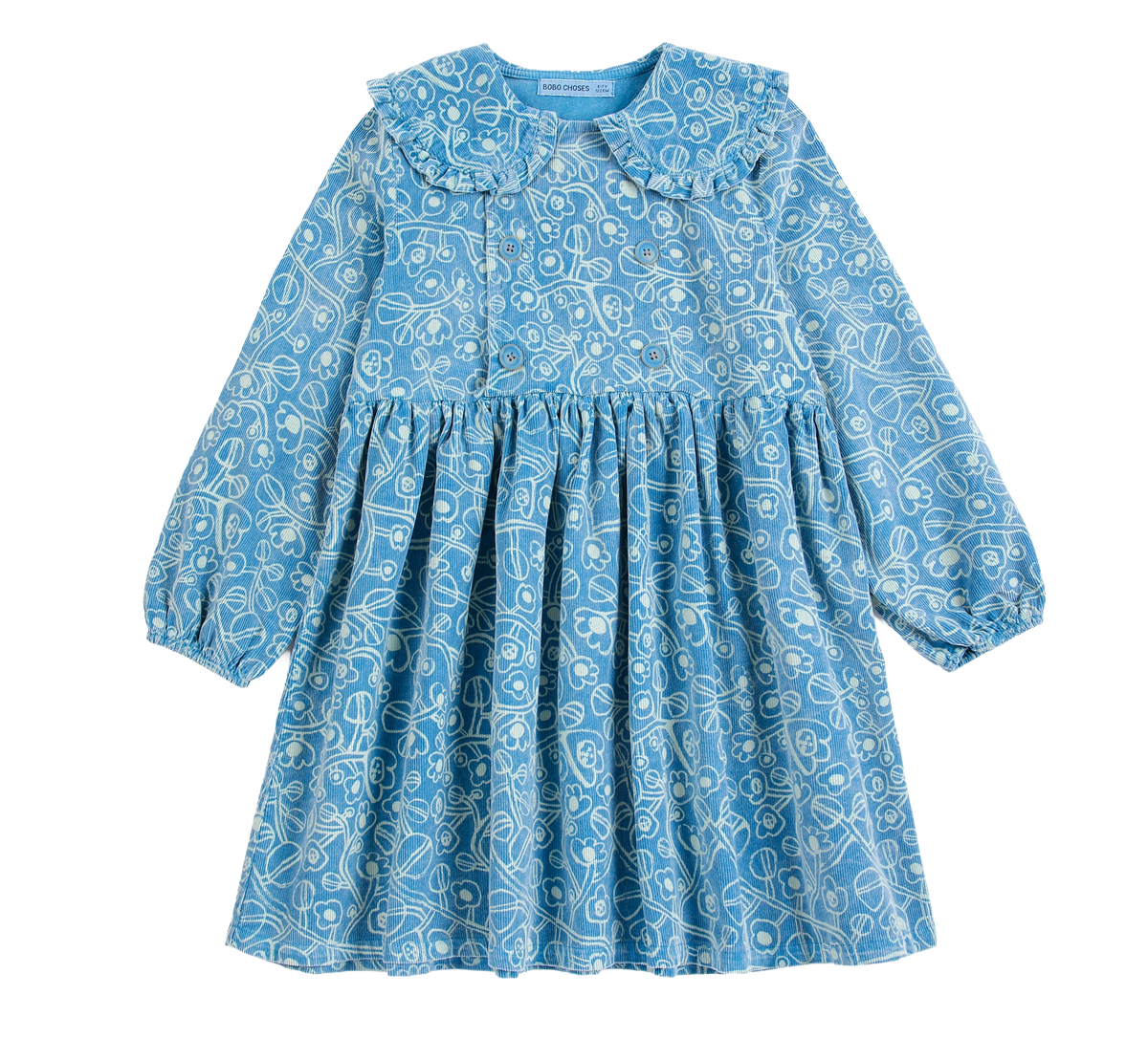 Sketchy Flowers All Over Corduroy Dress