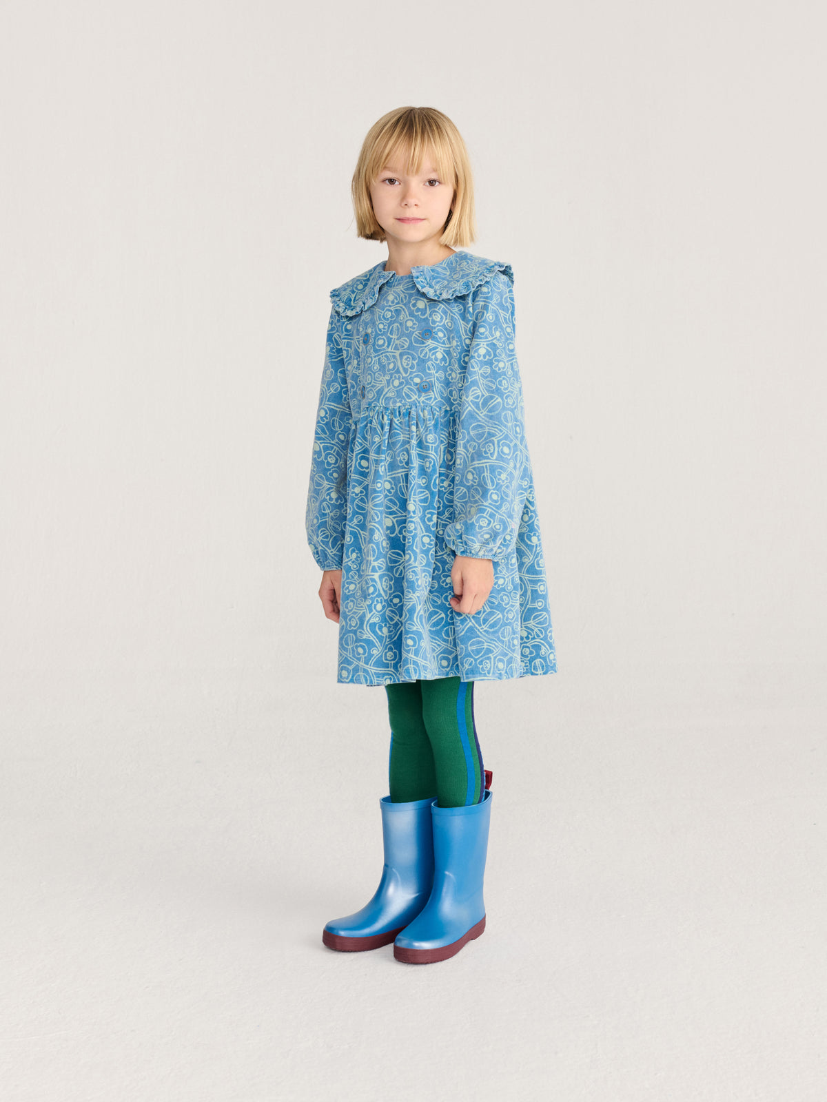 Sketchy Flowers All Over Corduroy Dress