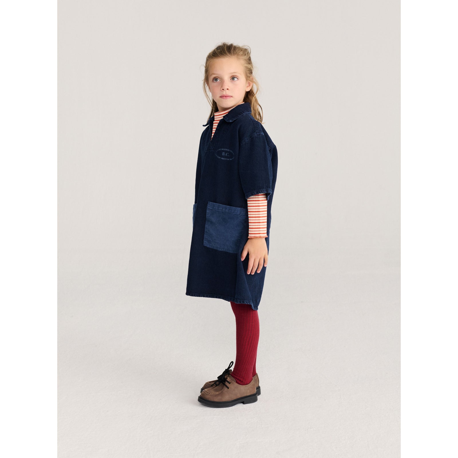 Bobo Choses Mystery Bc Denim Dress, All About Monsters collection, view 5
