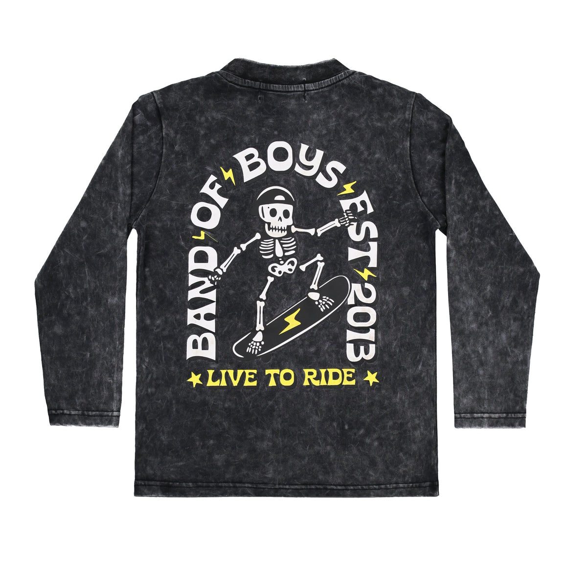 Black Wash Bones Skate LS Tee