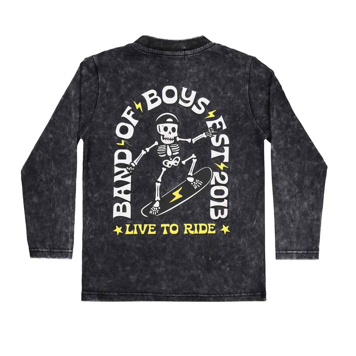 Black Wash Bones Skate LS Tee