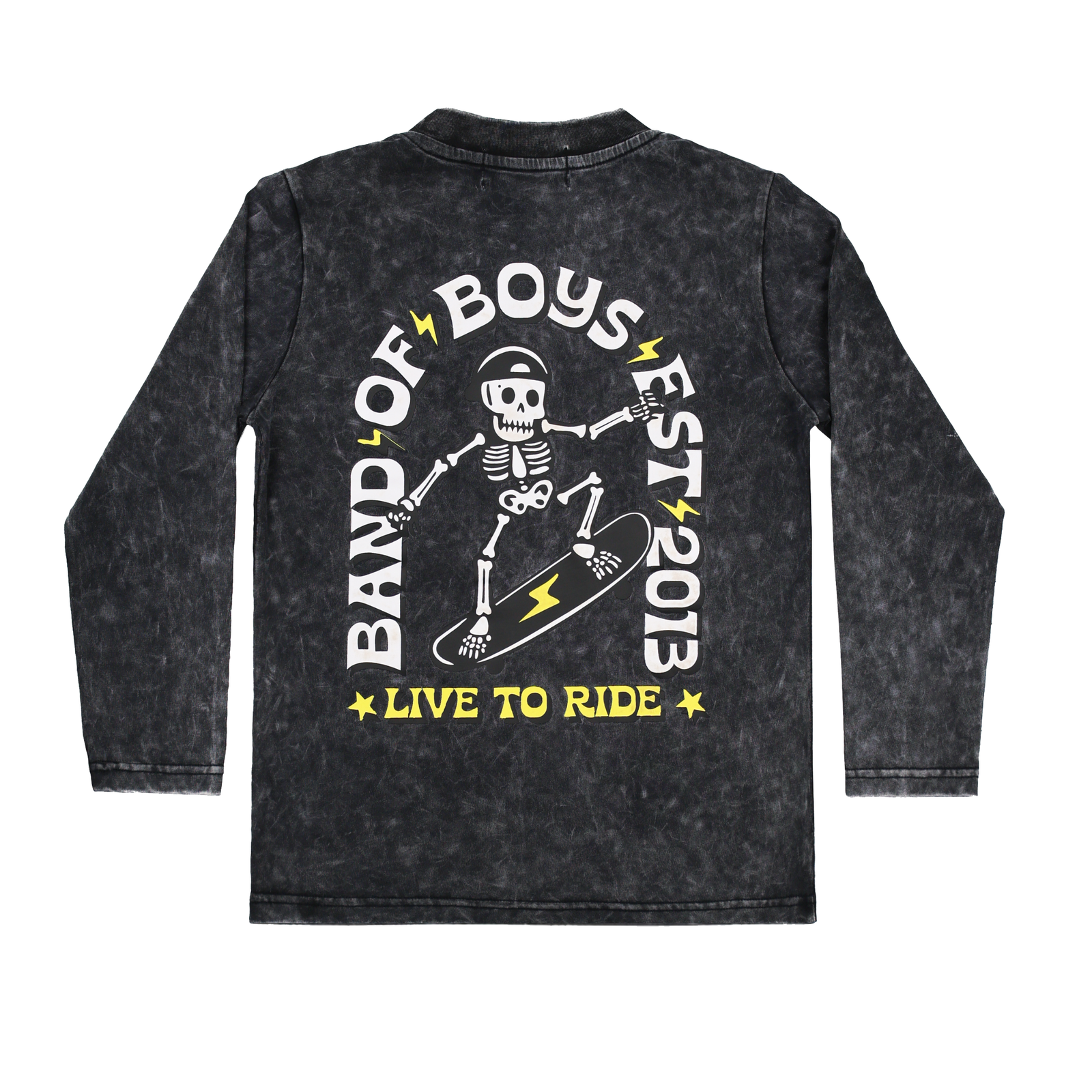 Black Wash Bones Skate LS Tee