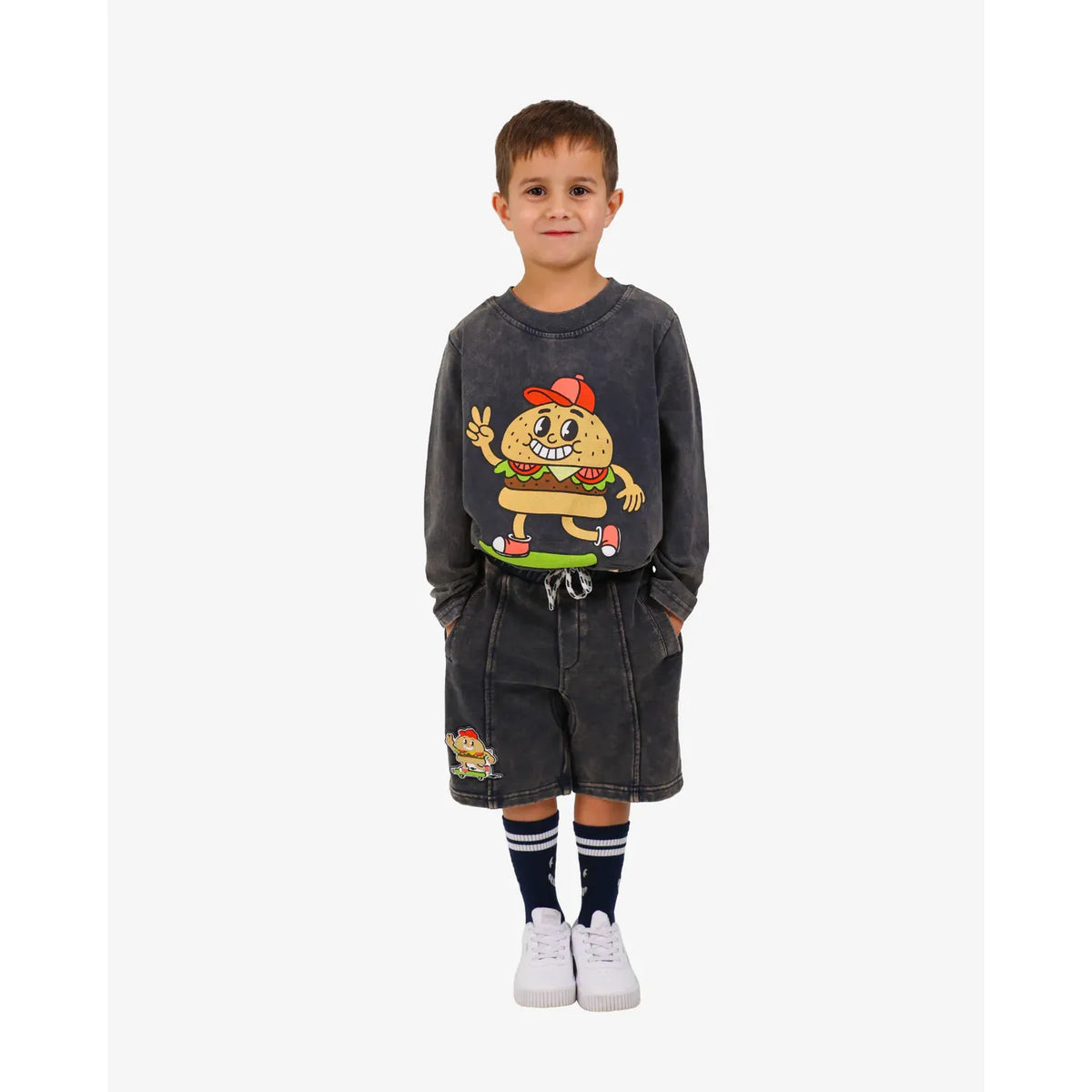 Navy Wash Burger Shorts