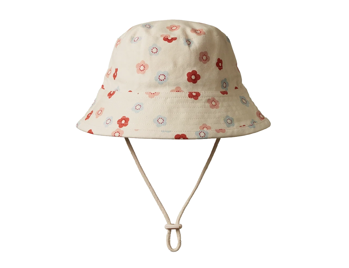Bucket Sunhat - Petite Flora Stamp Print