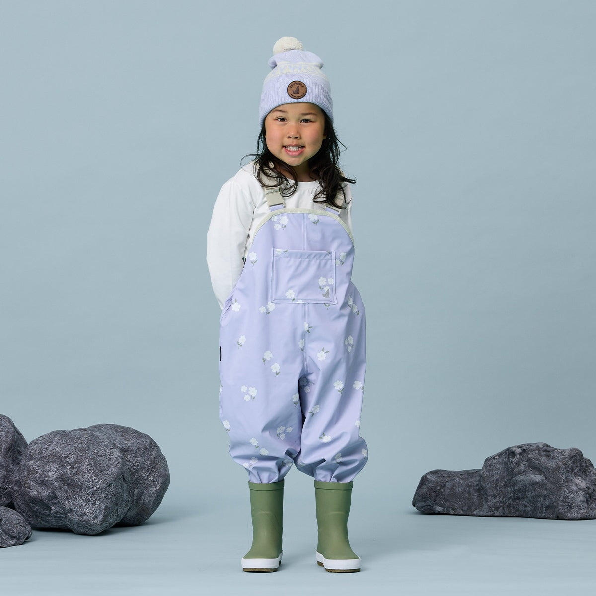 Rain Overalls Floral Periwinkle