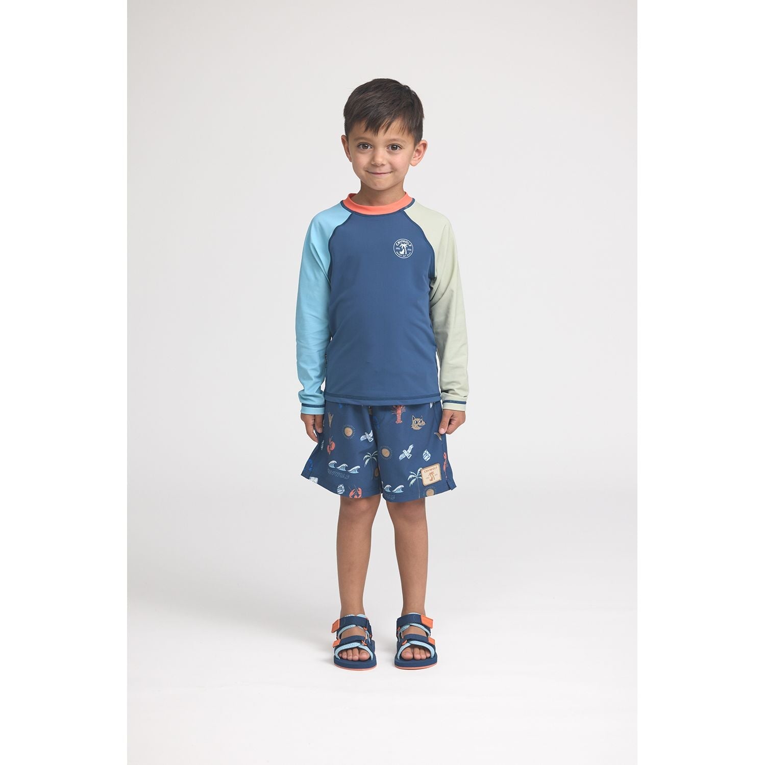 Long Sleeve Rash Vest Ocean Colourblock