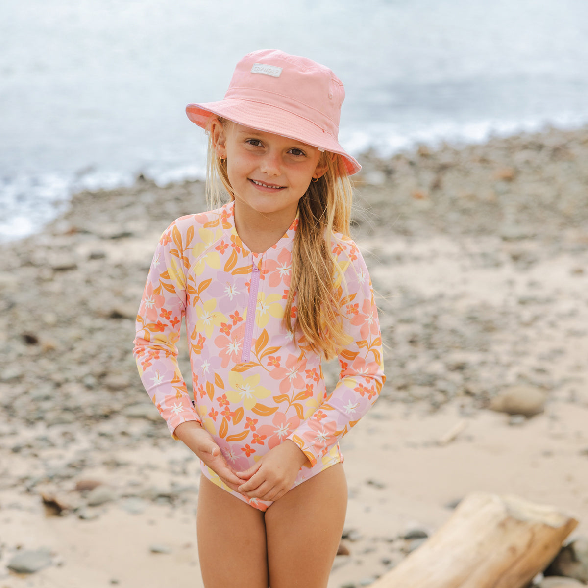 Crywolf Long Sleeve Swimsuit - Hibiscus Daze