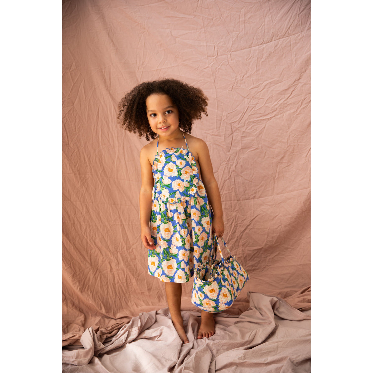 Evie Dress-Soiree Bouquet Bondi Blue