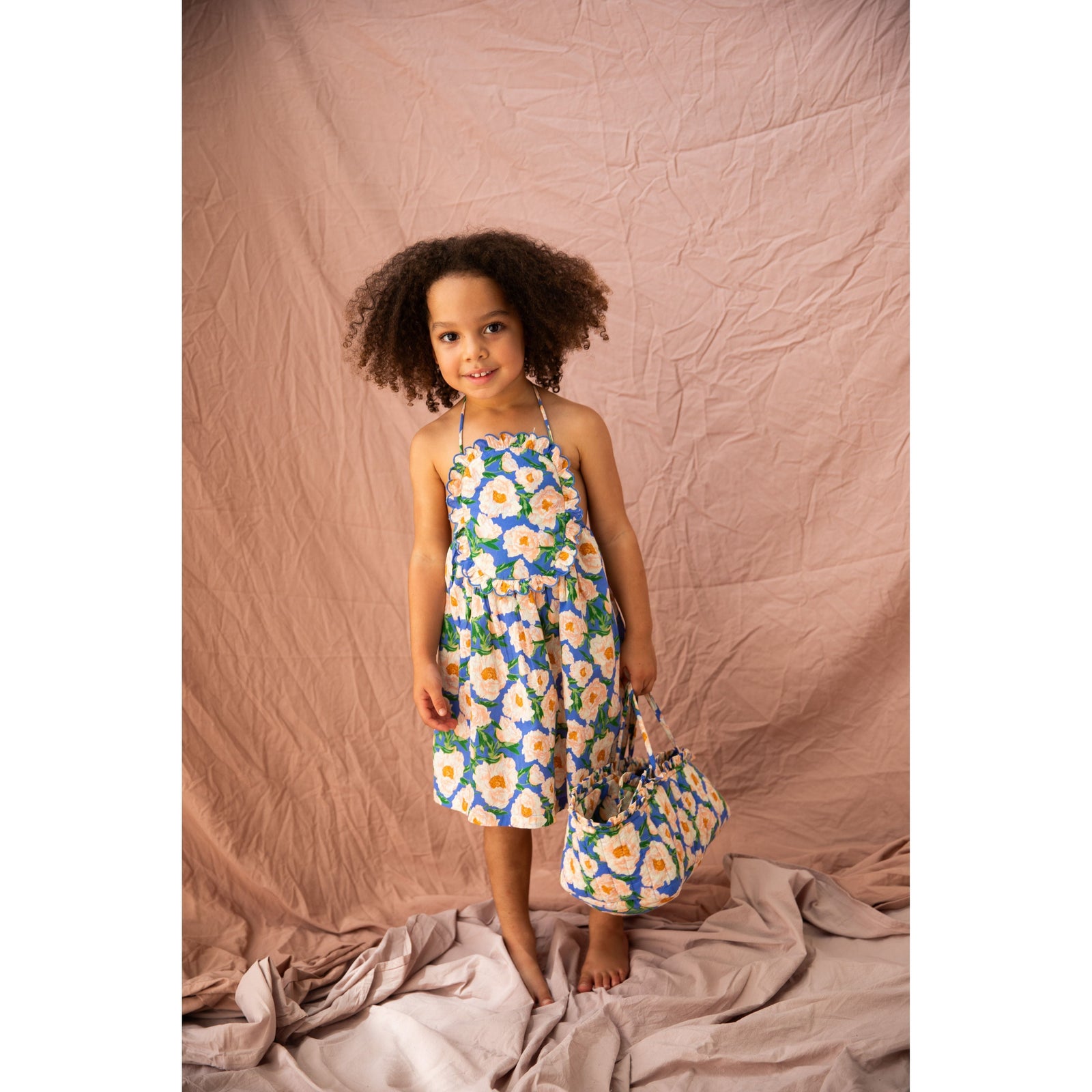 Evie Dress-Soiree Bouquet Bondi Blue