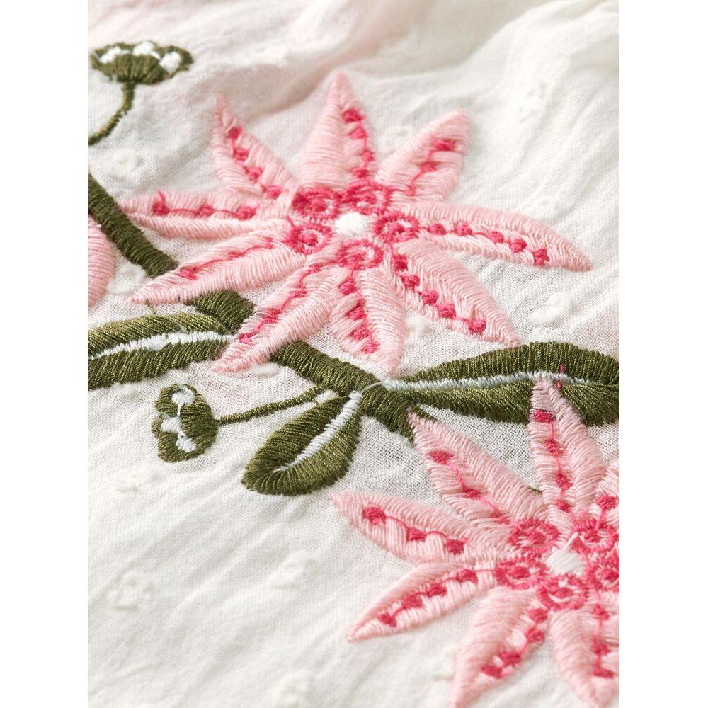 Long-Sleeved Floral Embroidered Shirt - Vanilla Ice