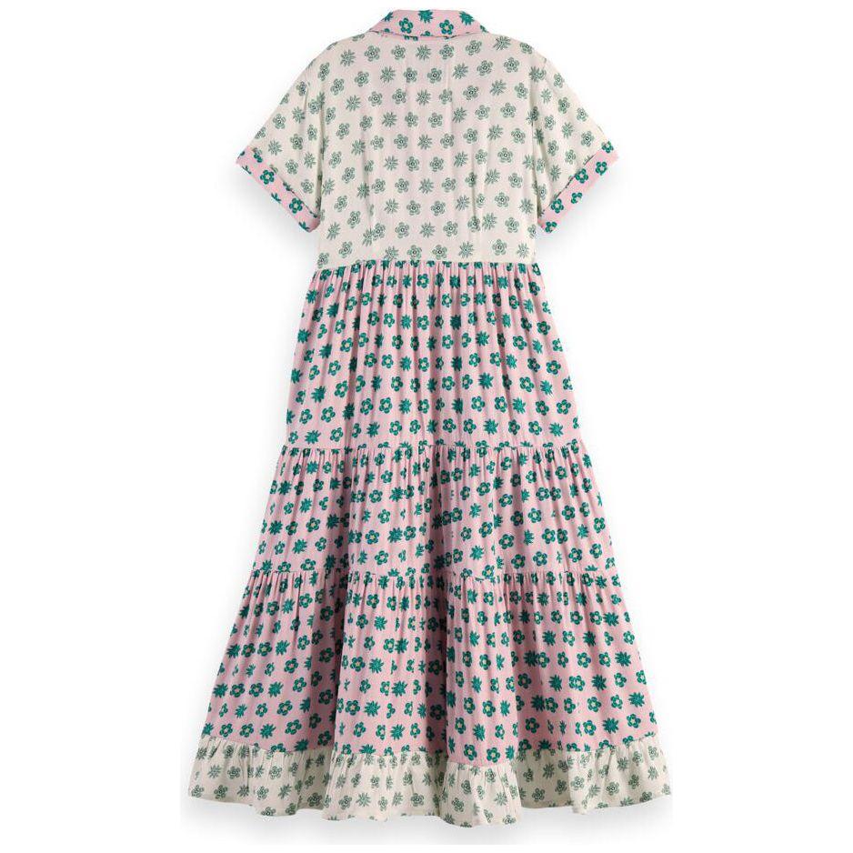 Mixed Print Tiered Maxi Dress - Patchwork Flower