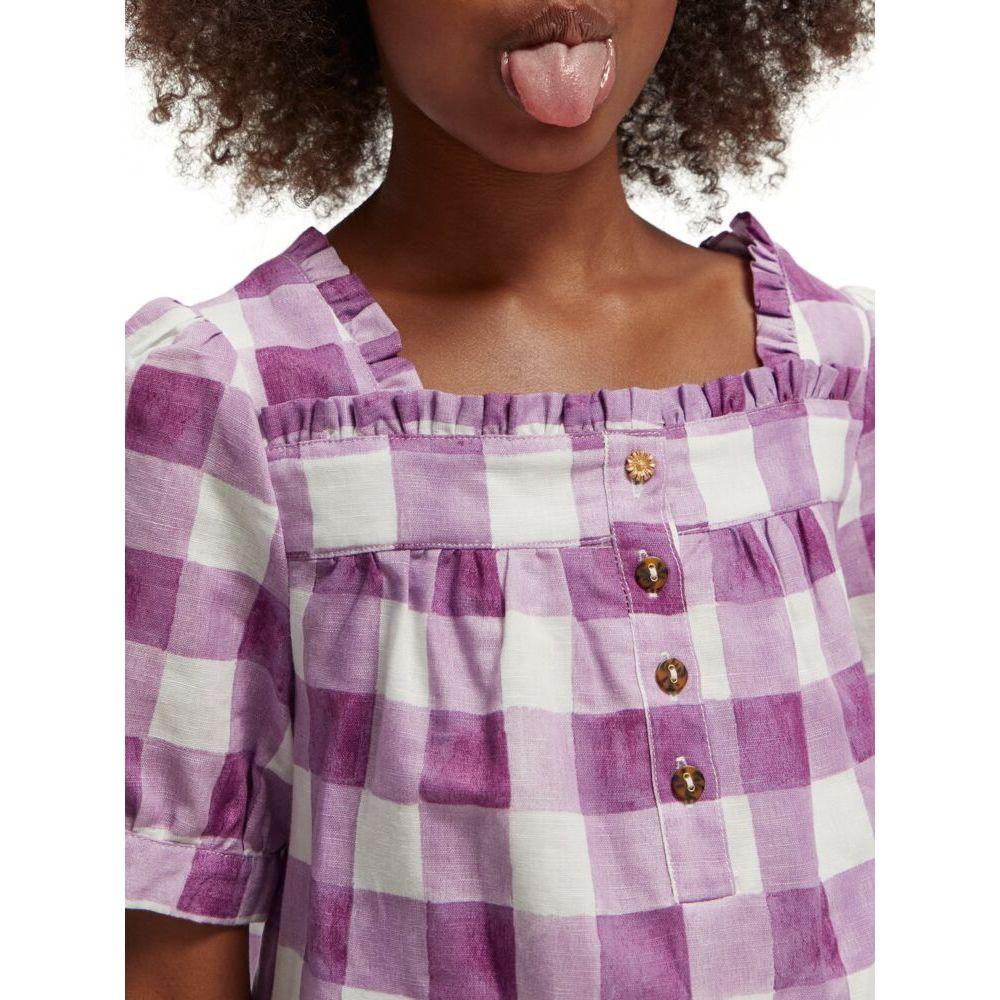 Printed Check Linen Blend Dresss