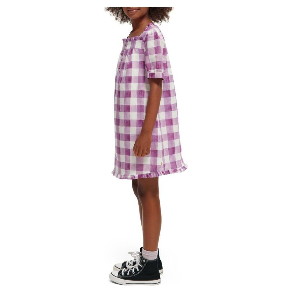 Printed Check Linen Blend Dresss