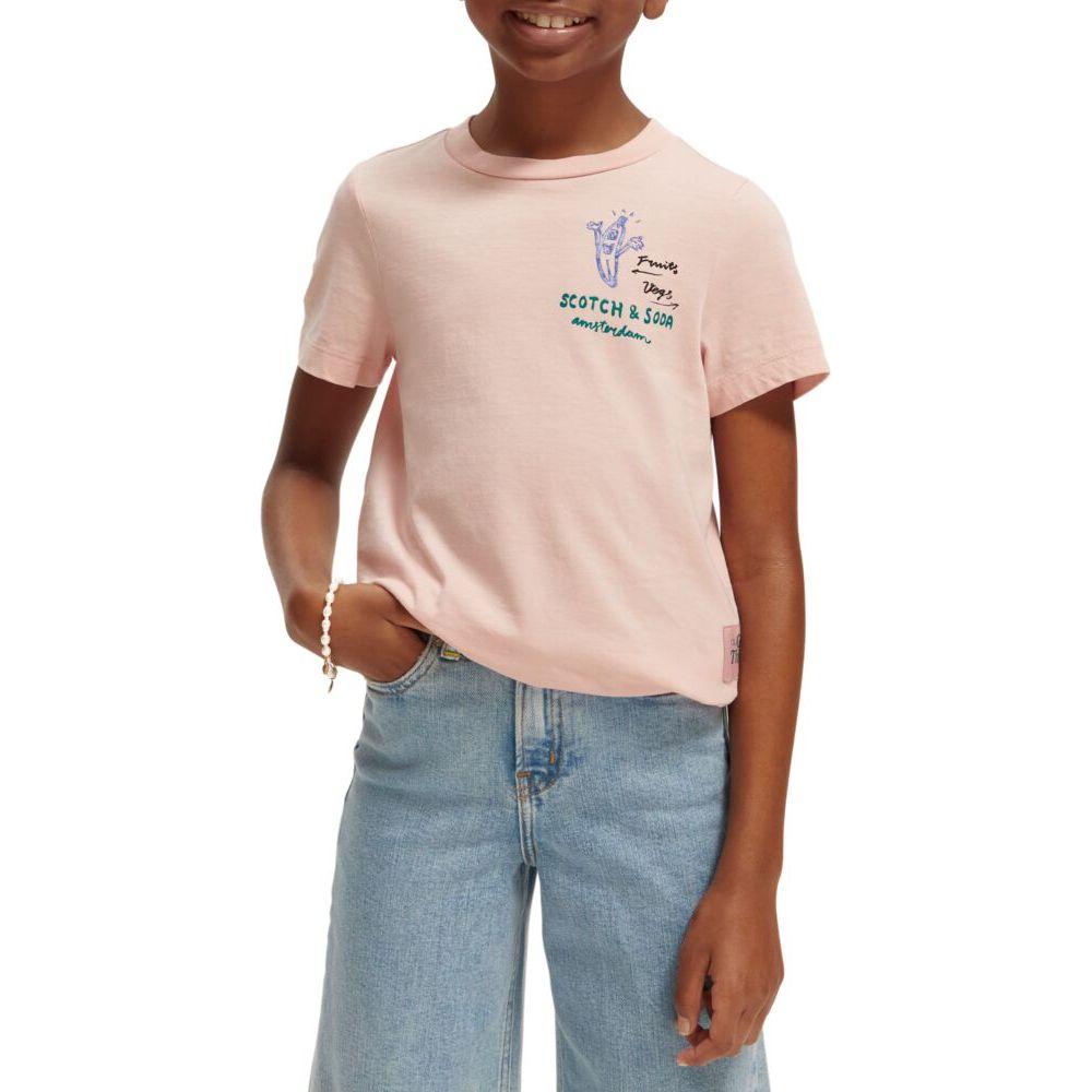 Artwork & Knotted Hem Organic Cotton T-Shirt - Blush