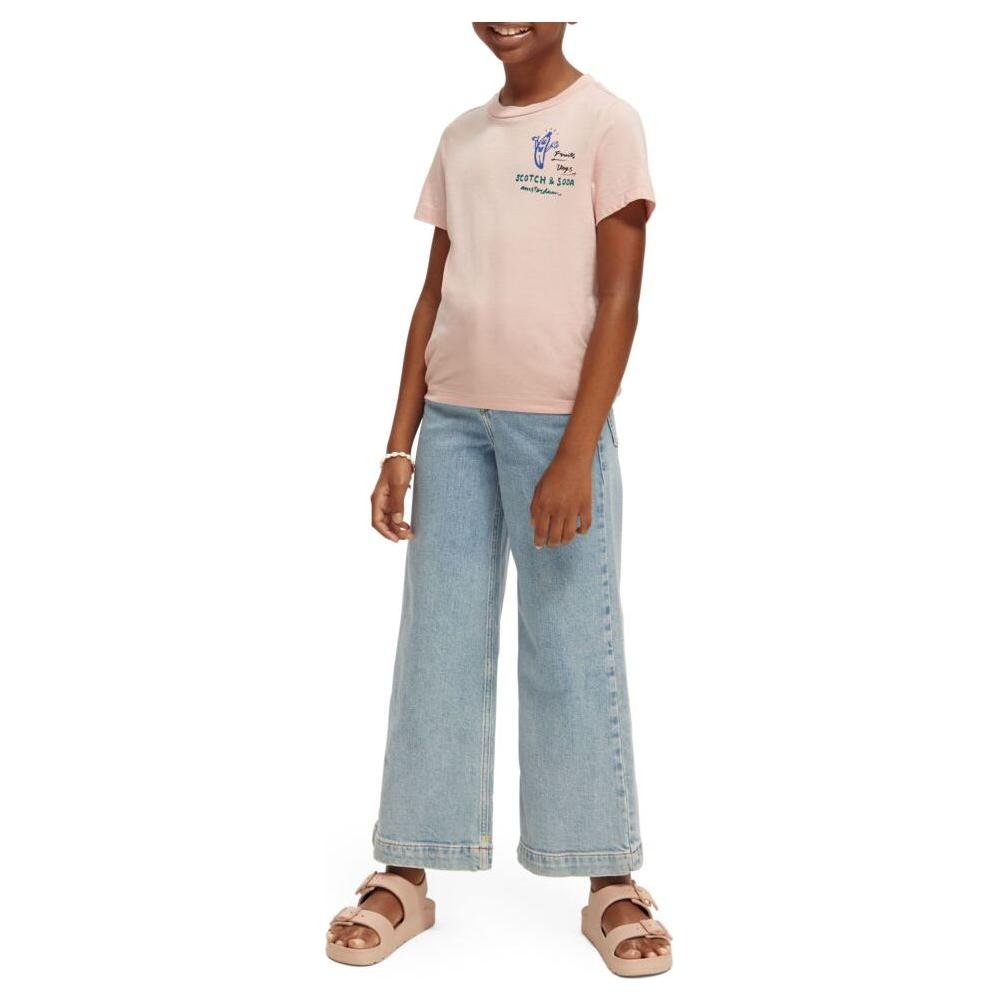 Artwork & Knotted Hem Organic Cotton T-Shirt - Blush