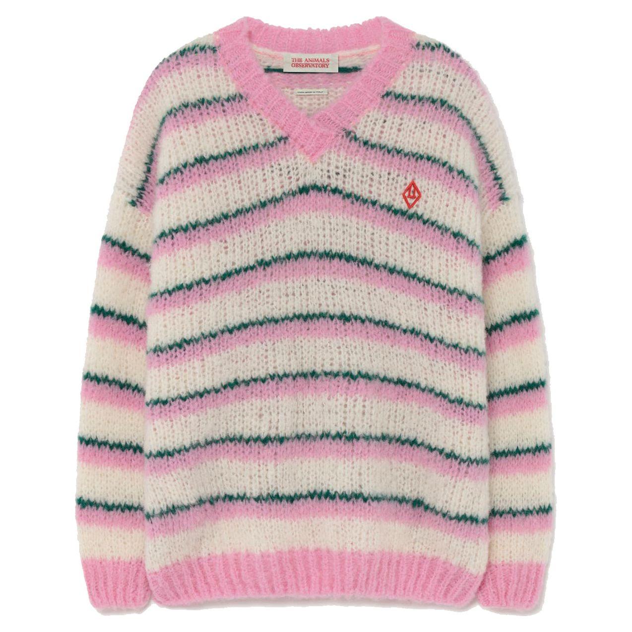 Stripes Toucan Kids Sweater - Pink Logo