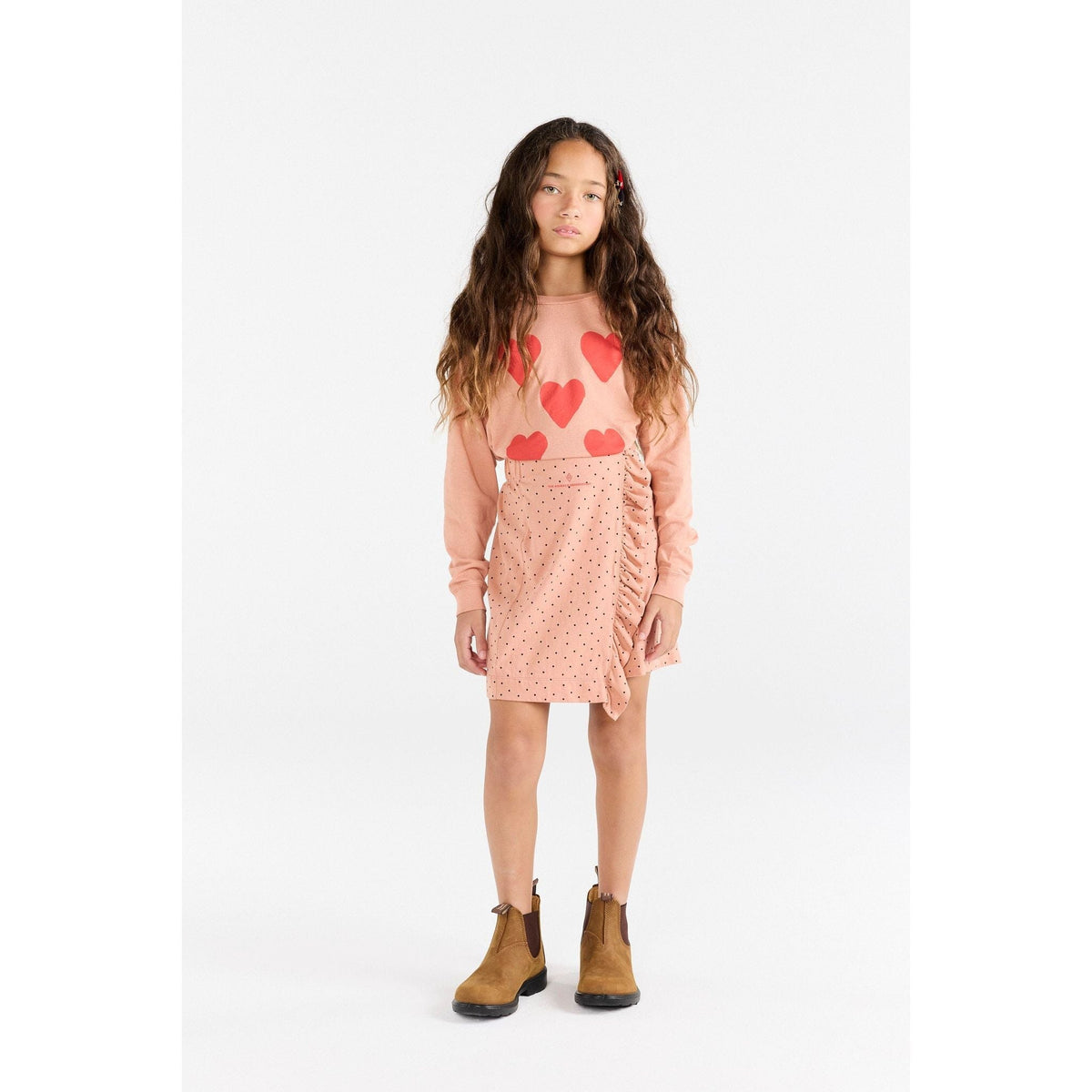 Hearts Coral Dog Long Sleeve T-Shirt