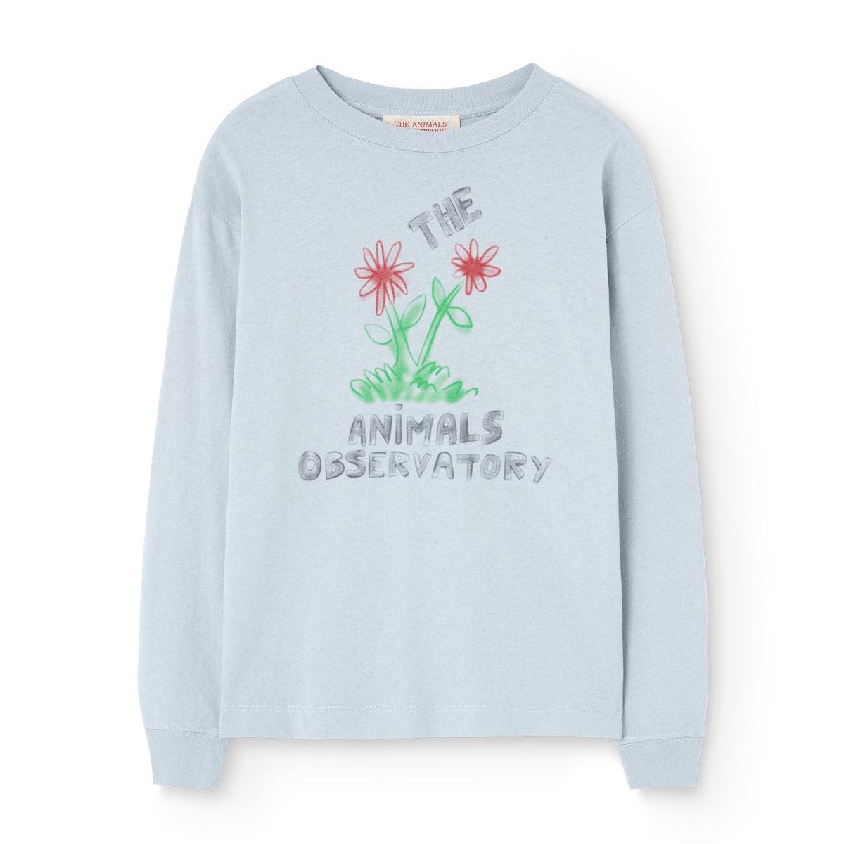 Flowers Blue Dog Long Sleeve T-Shirt