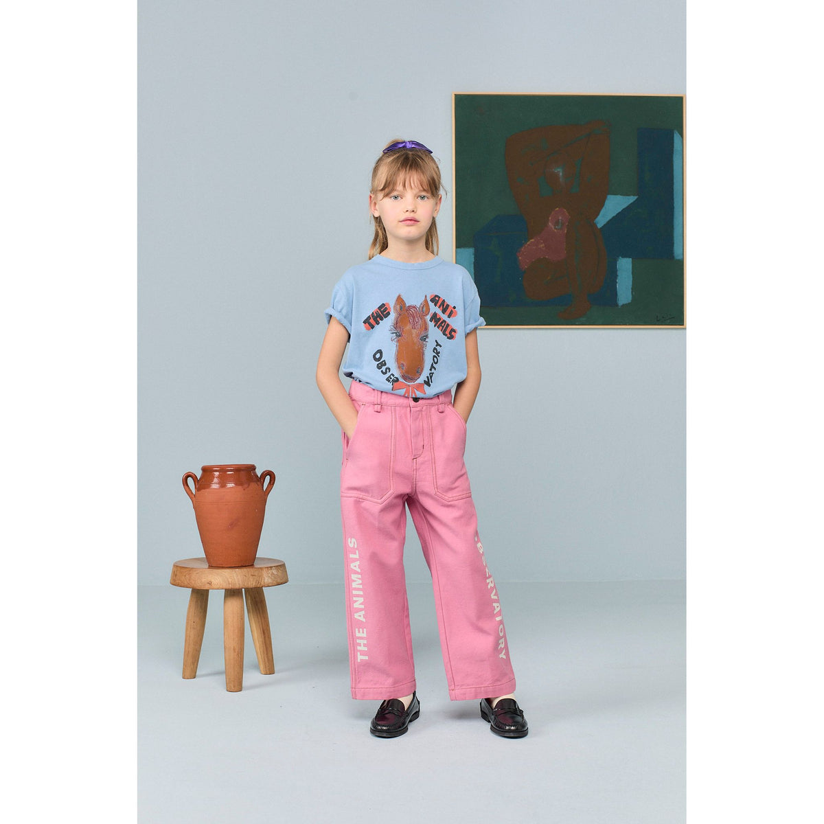 Rooster Kid T-Shirt - Dusty Blue