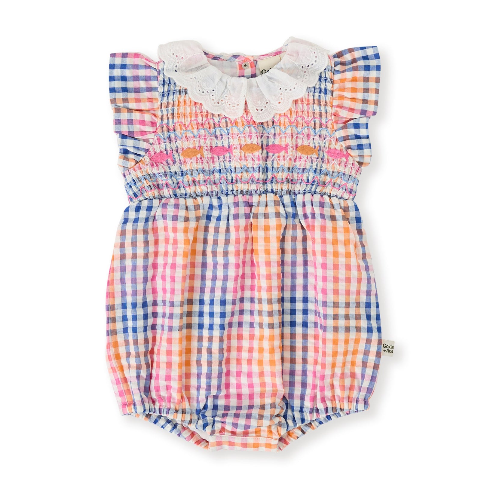 Rainbow Gingham Lani Smocked Romper