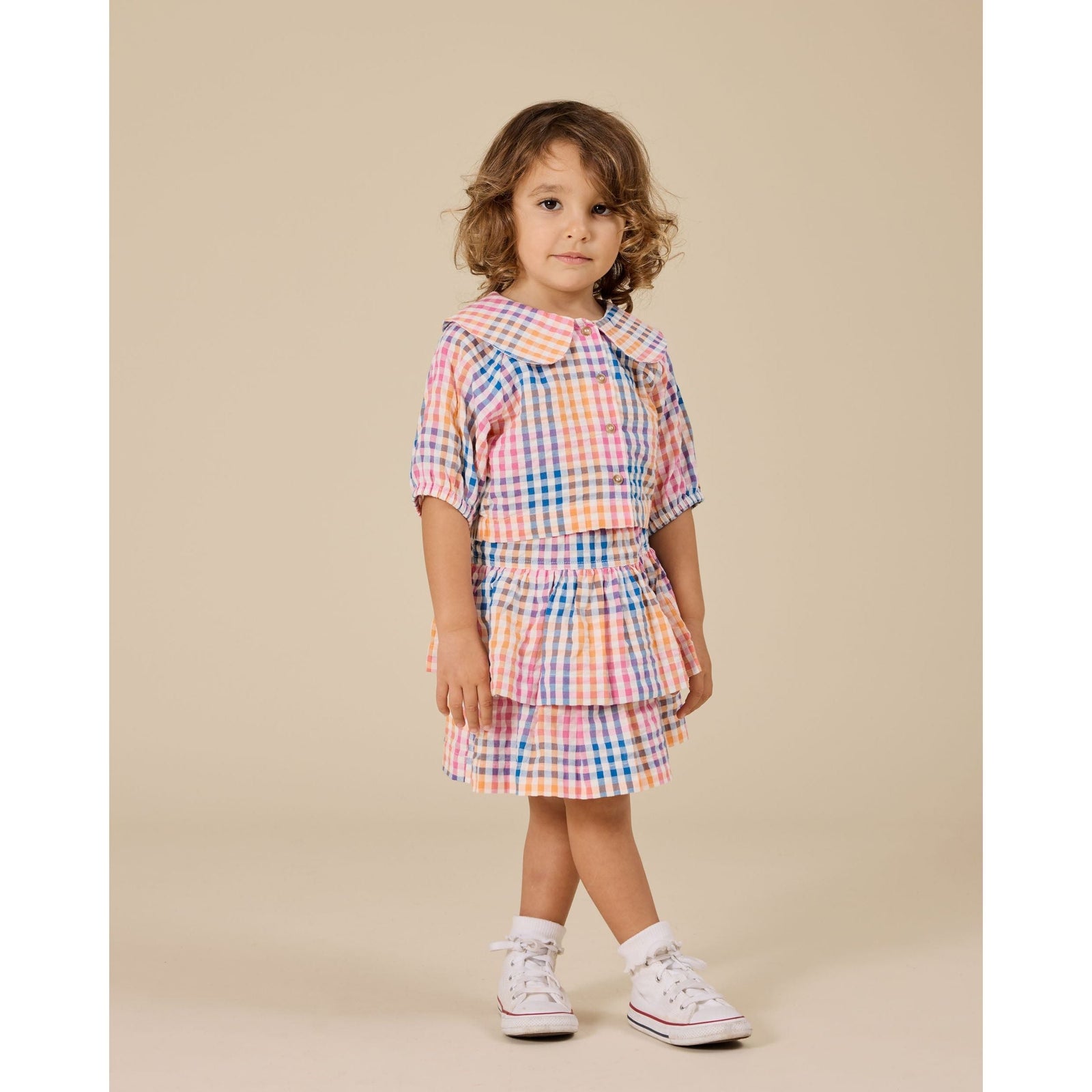 Rainbow Gingham Ria Ruffle Skirt
