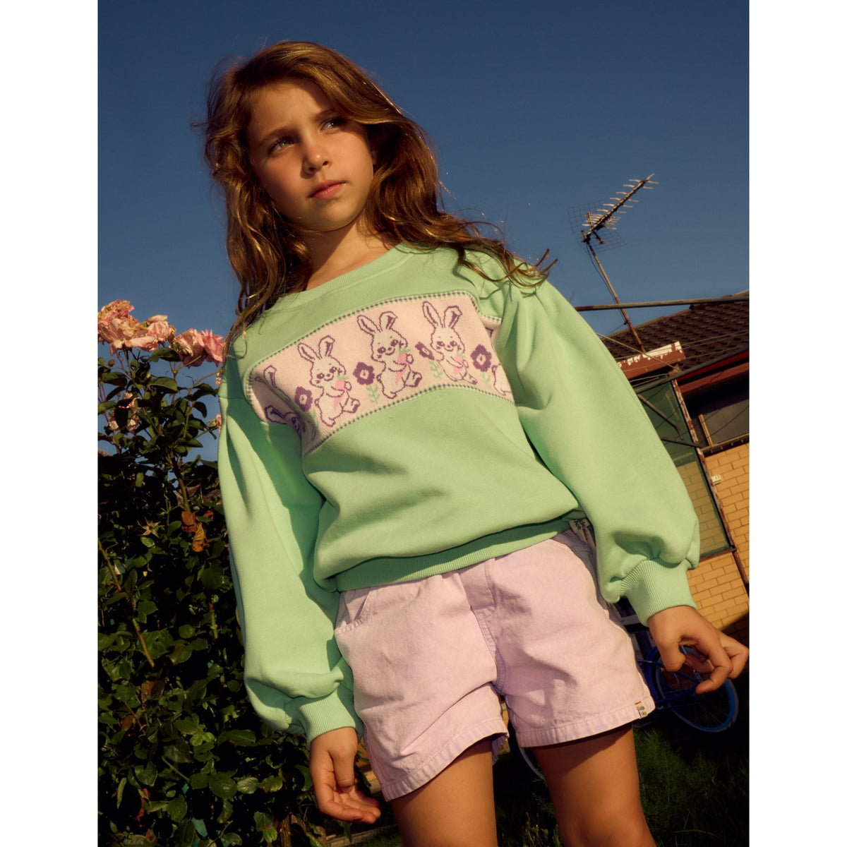 Hazel Puff Sleeve Bunny Sweater Mint