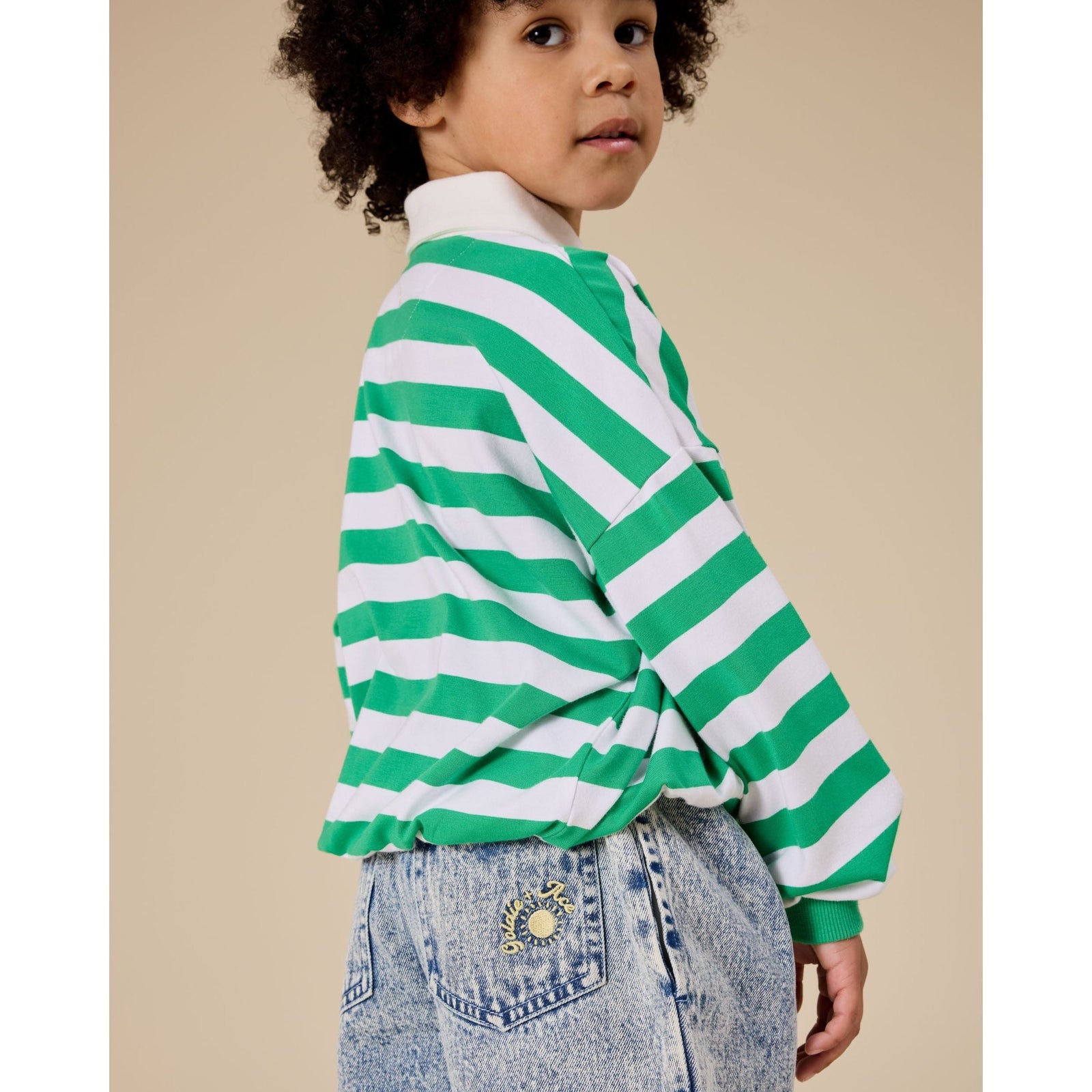 Wide Stripe Relaxed Rugby Sweat Top