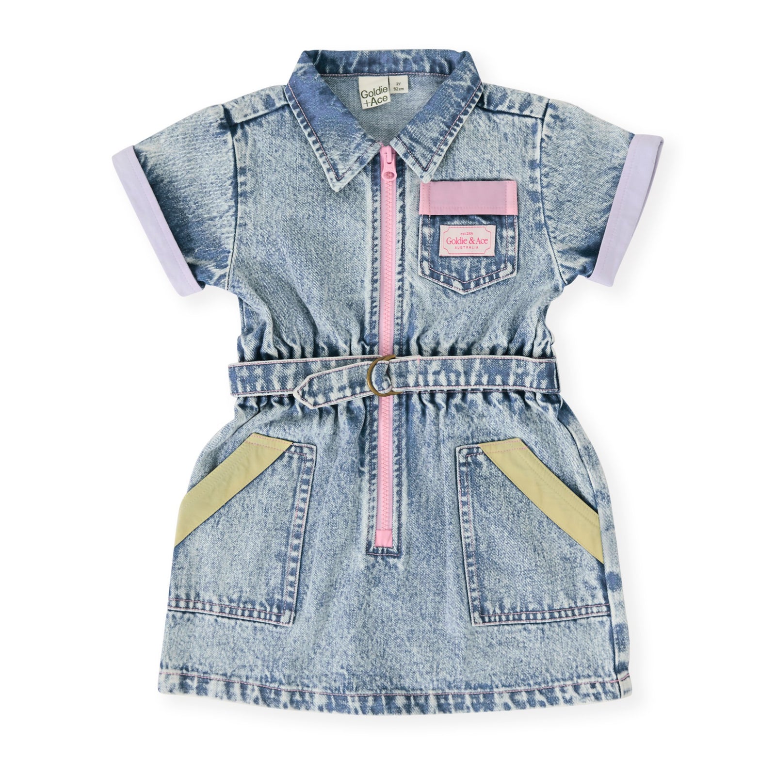 Pastel Pop Piper Denim Belted Dress
