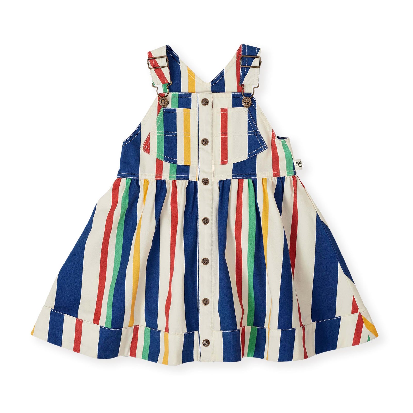 90'S Bold Stripe Heidi Denim Pinafore Dress