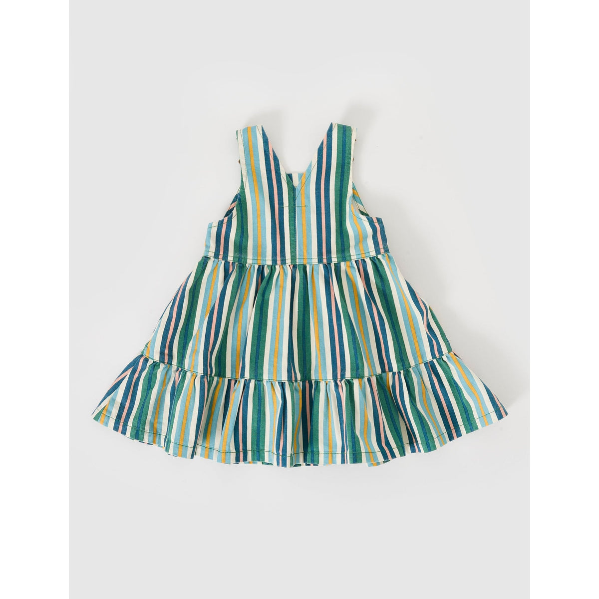 Tully Tiered Pinafore Dress Stripe Evergreen Stripe