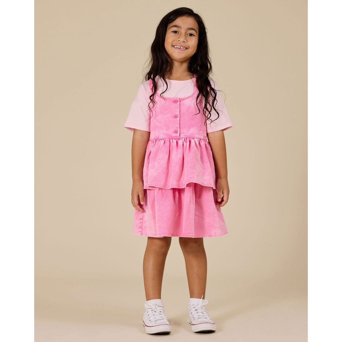 Saskia Denim Frill Pinafore Dress