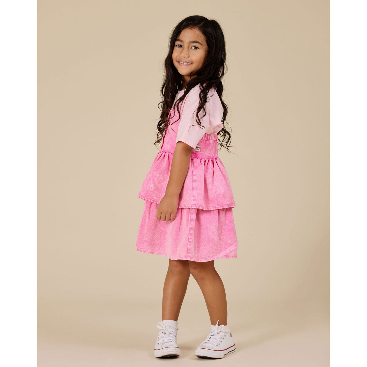Saskia Denim Frill Pinafore Dress