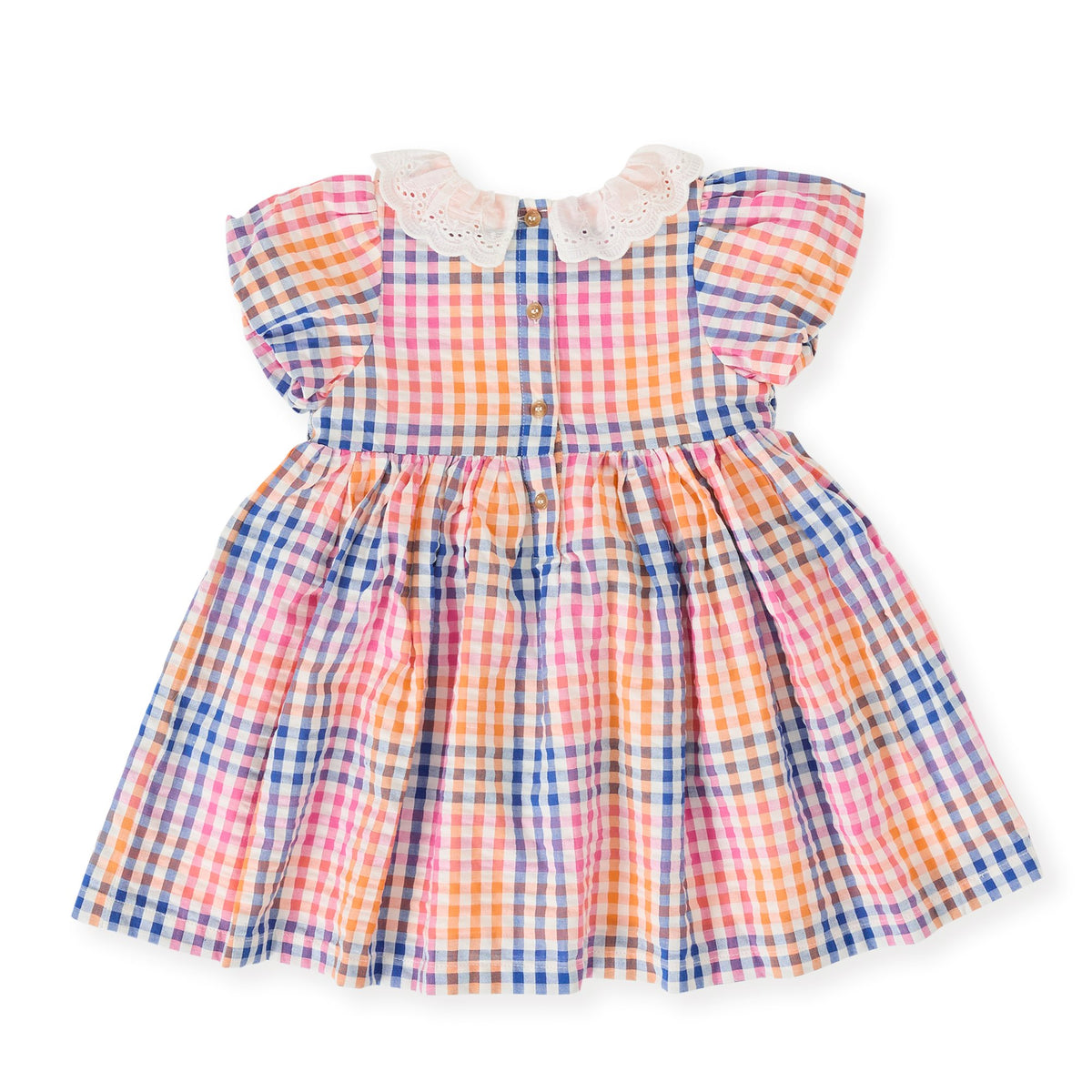 Rainbow Gingham Flo Smocked Dress