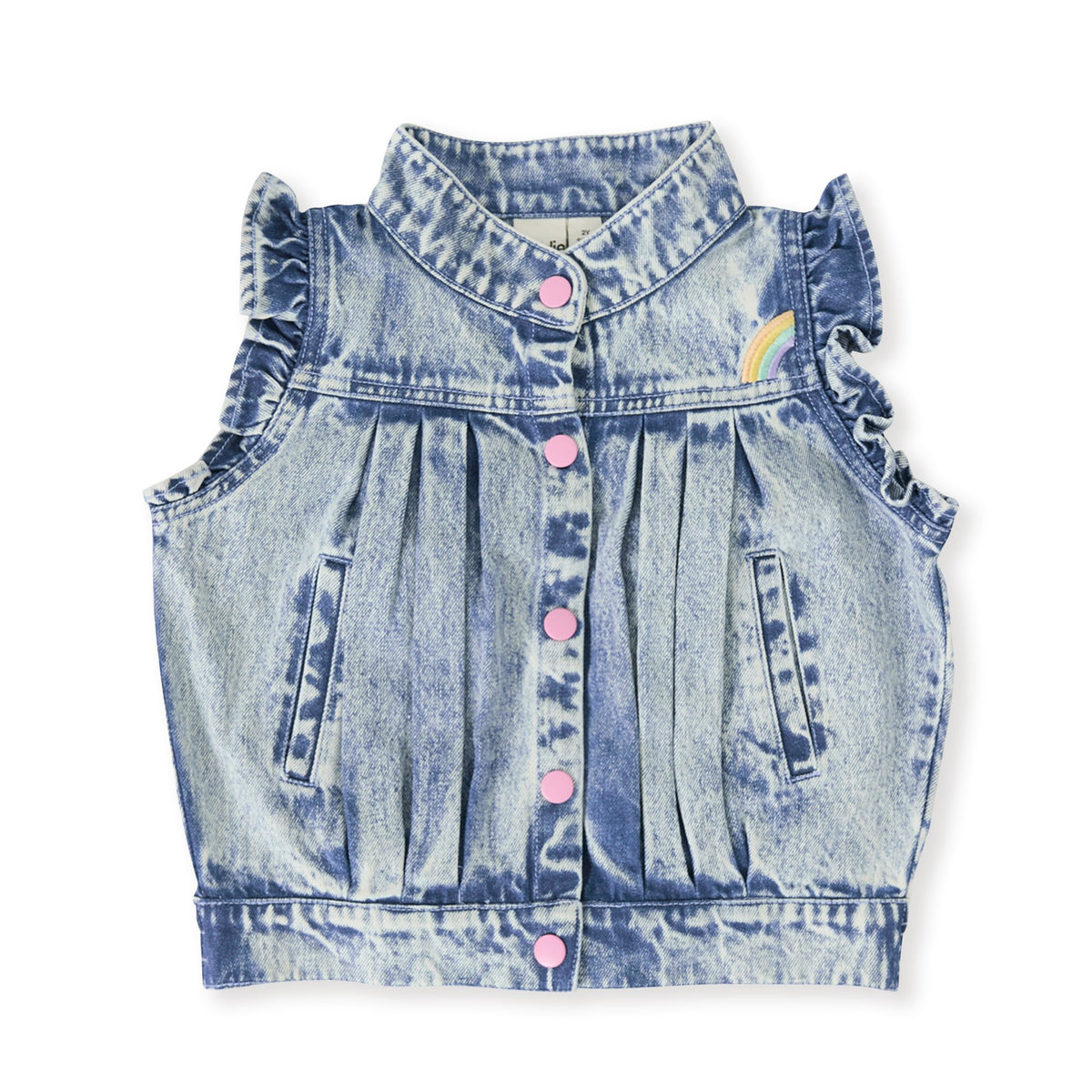 Elodie Embroidered Denim Vest