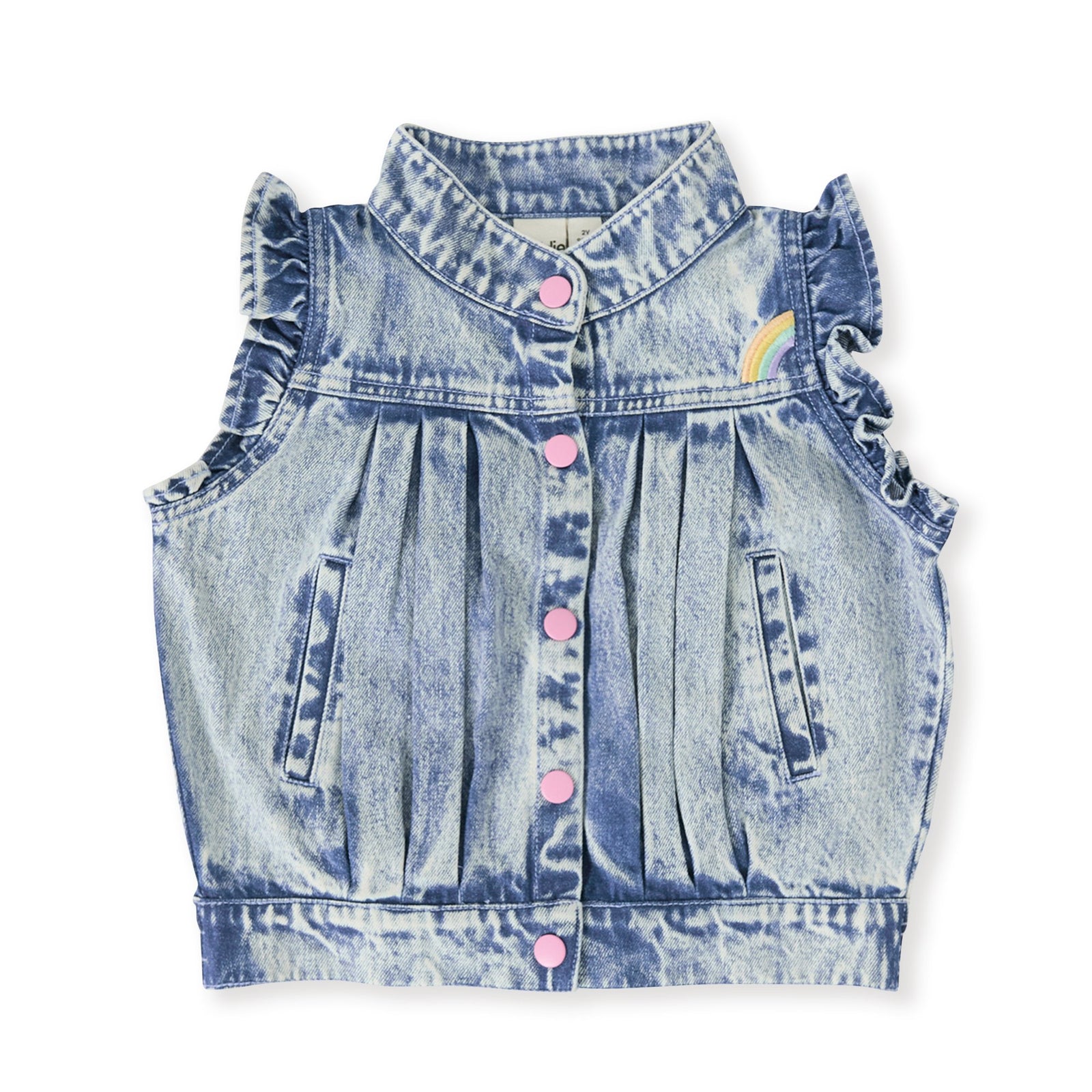 Elodie Embroidered Denim Vest