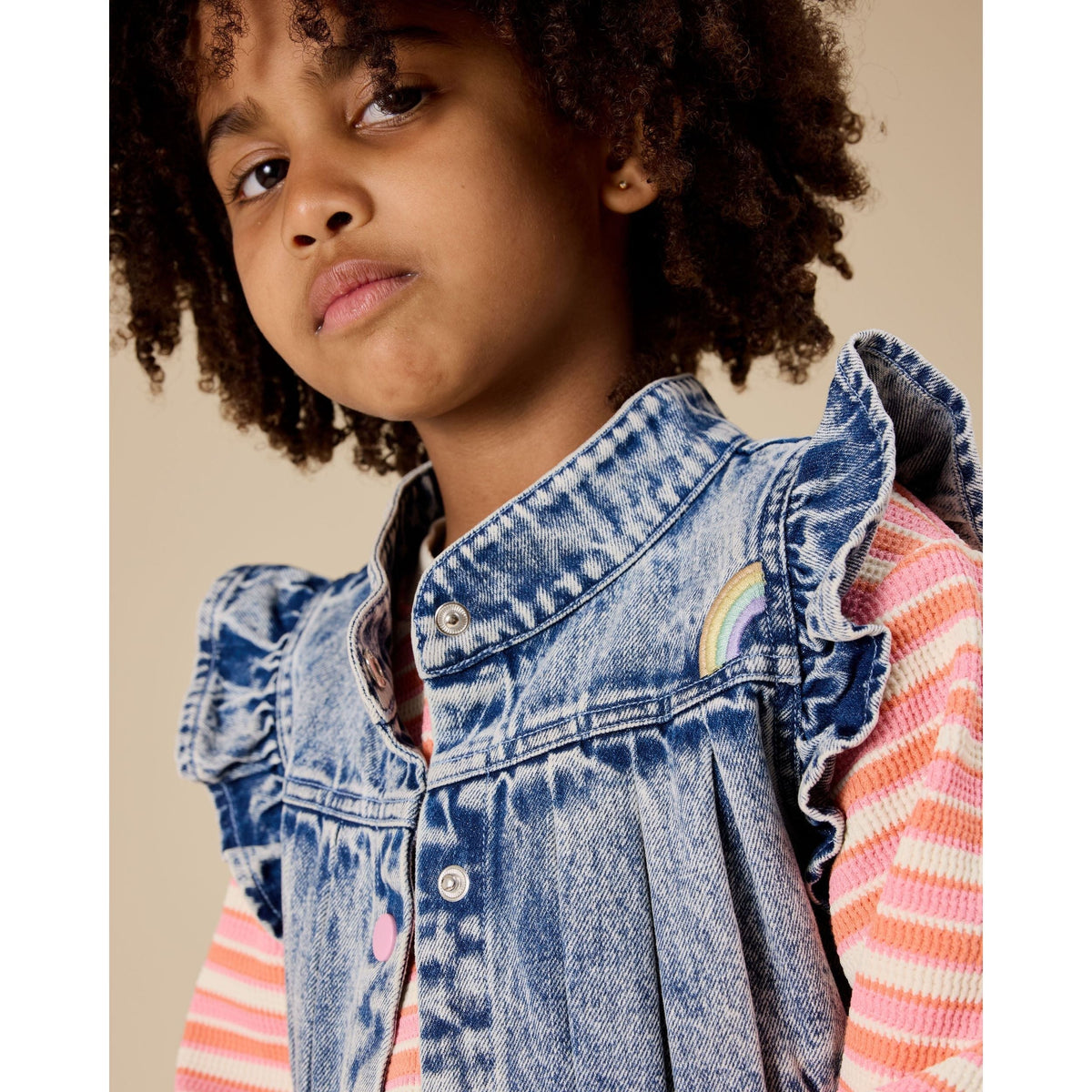 Elodie Embroidered Denim Vest