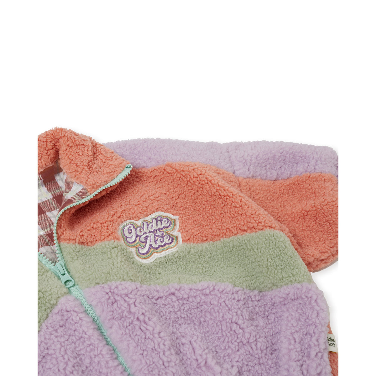 Goldie & Ace Frankie Sherpa Jacket Lilac, product flat lay 3