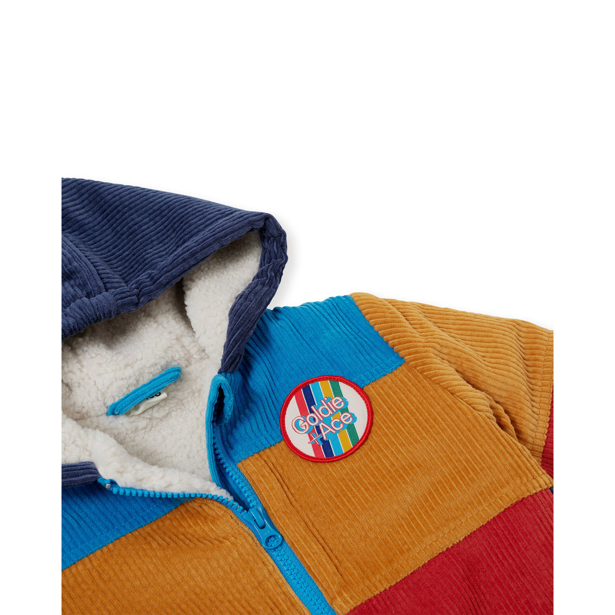 Goldie & Ace Retro Corduroy Colourblock Jacket, product flat lay 3
