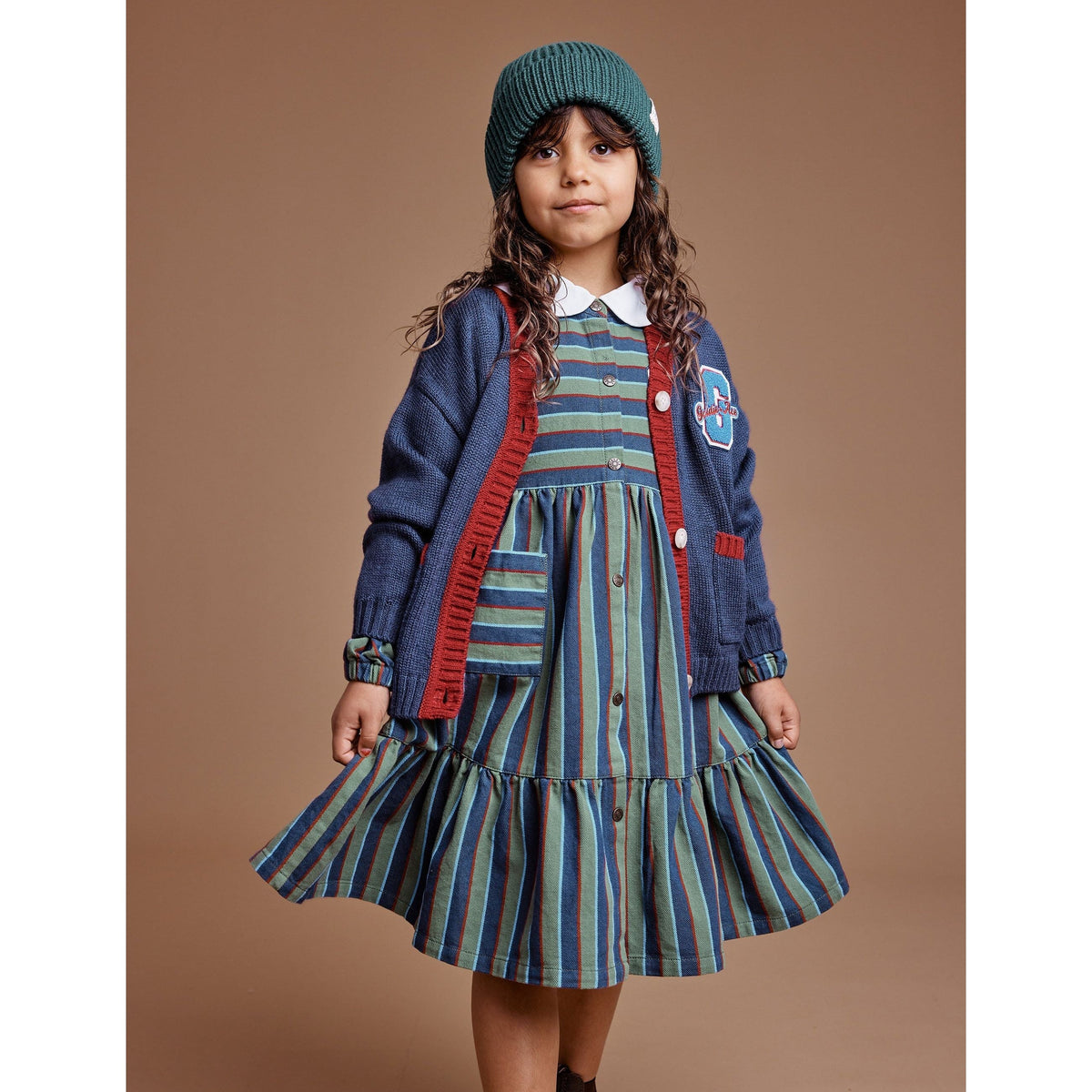Gigi Tiered Twill Dress Heritage Stripe