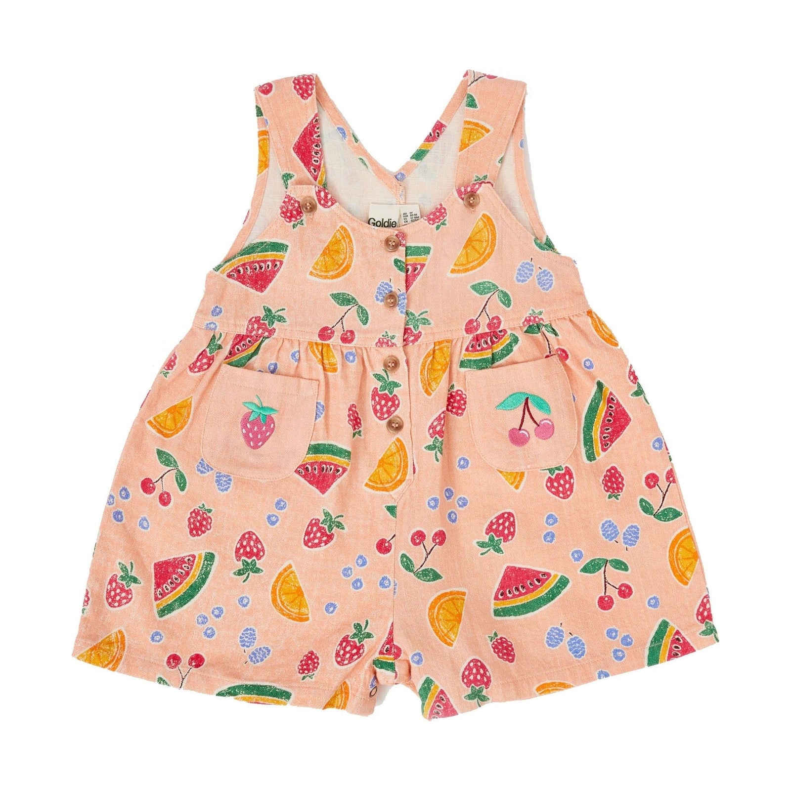 Sara Linen Shortalls Fruit Salad
