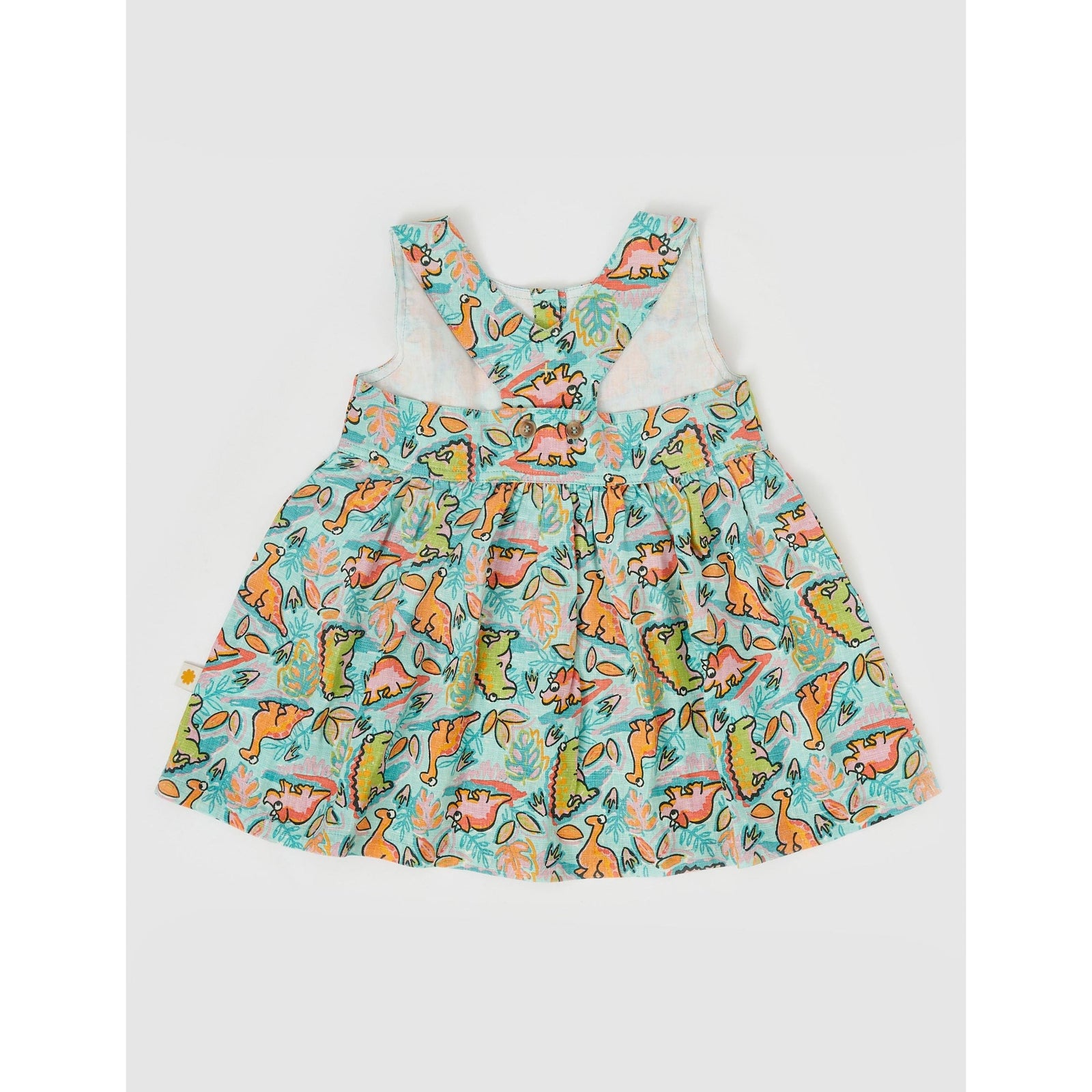 Wendy Y-Back Linen Dress Dino Jungle