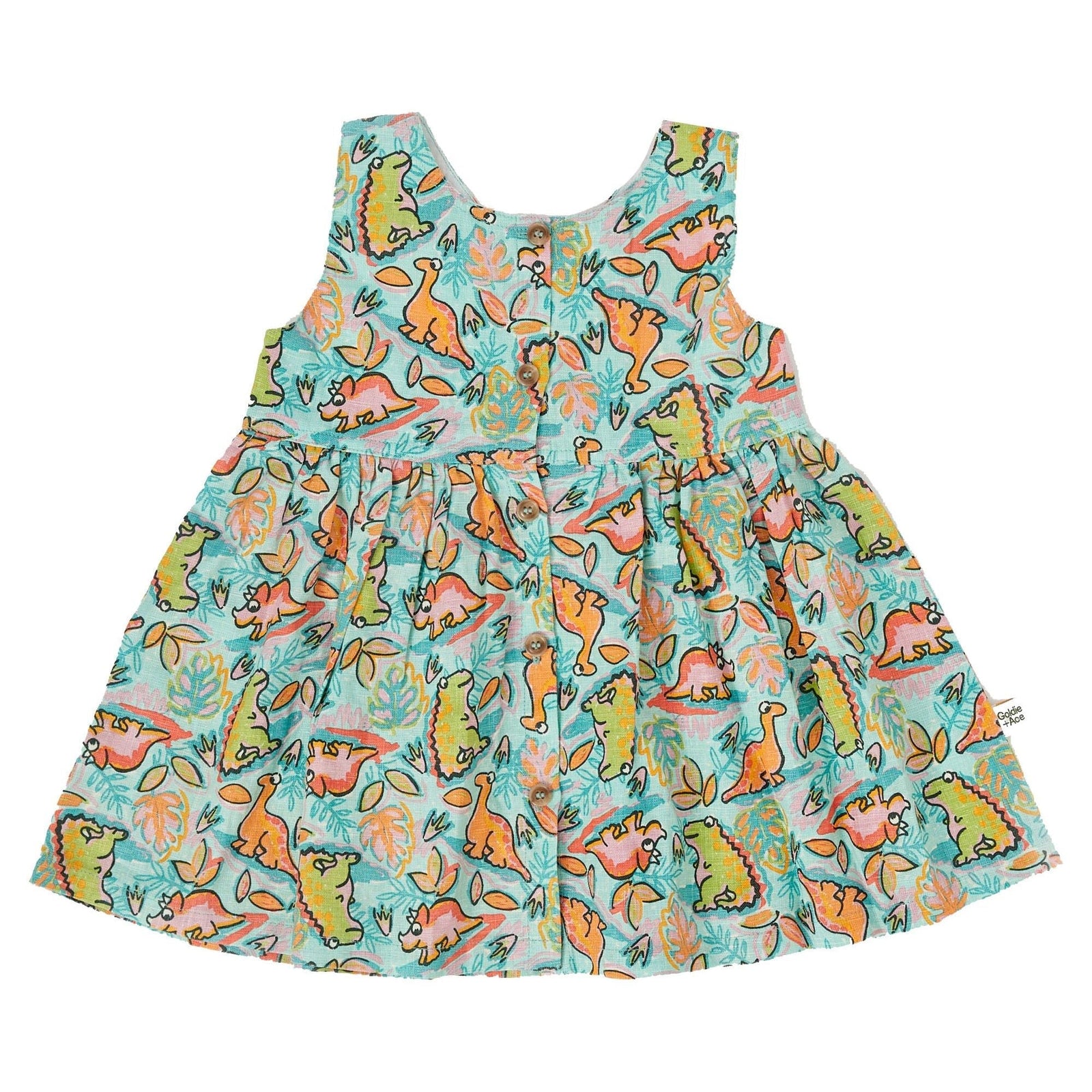 Wendy Y-Back Linen Dress Dino Jungle
