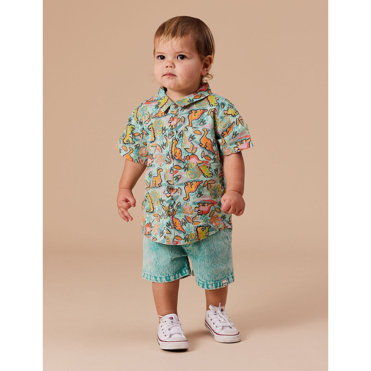 Holiday Linen Shirt Dino Jungle