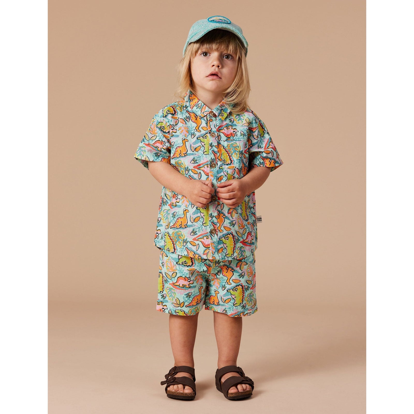 Holiday Linen Shirt Dino Jungle